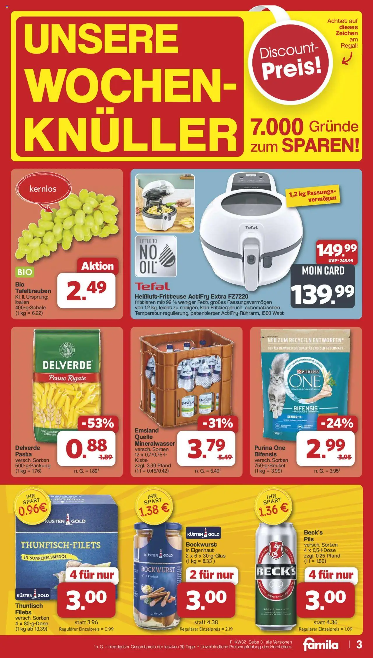 Famila Nordwest Prospekt 	 - gültig ab dem 03.08.2025 | Seite: 3 | Produkte: Purina one, Regal, Mineralwasser, Pasta