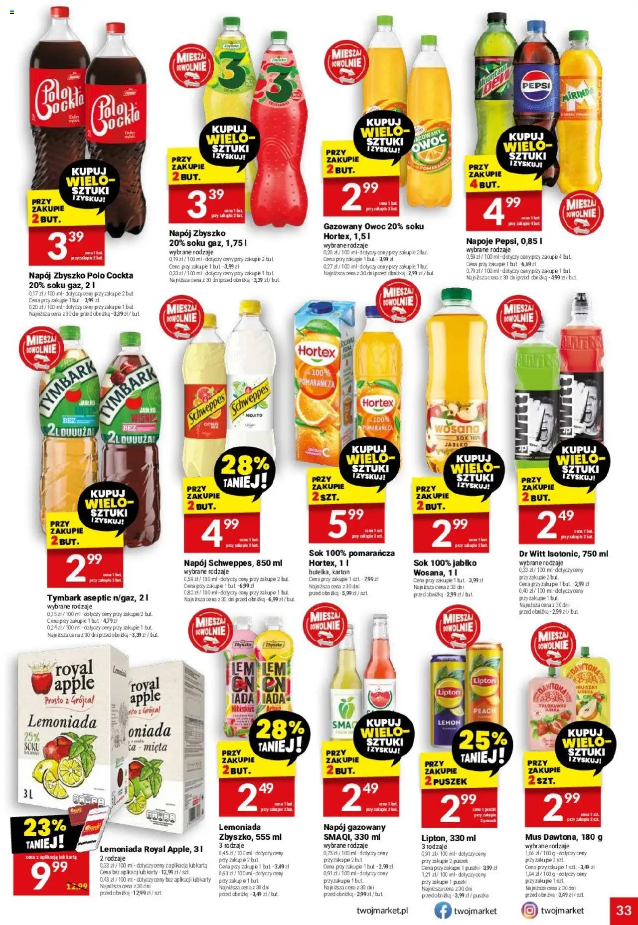 Twój Market Gazetka od 20.08.2025 | Strona: 33 | Produkty: Karta, Napoje, Pepsi, Sok