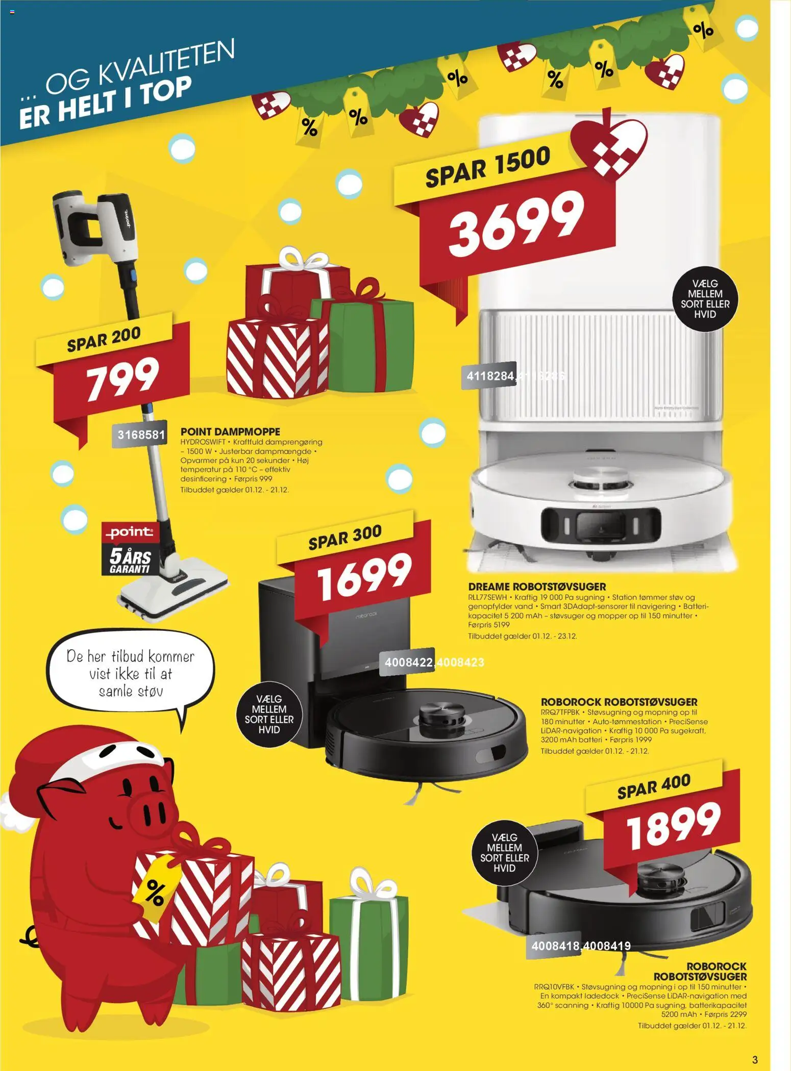 Punkt1 tilbudsavis – gyldig fra 01.12.2025 | Side: 3 | Produkter: Robotstøvsuger, Støvsuger, Batteri