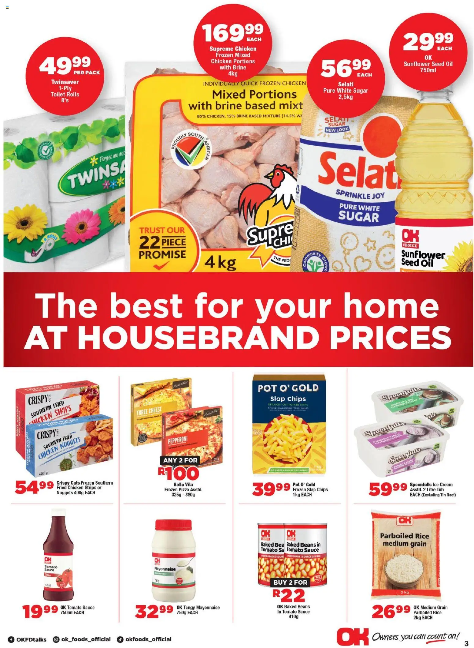 New OK Foods catalogue – valid from 11.02.2026 | Page: 3 | Products: Toilet, Oil, Ice cream, Sugar