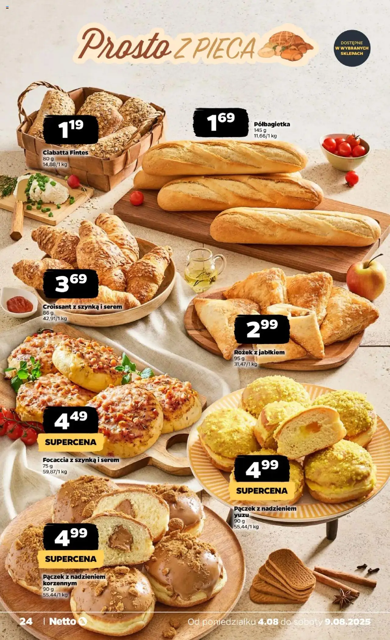 Netto gazetka - Spożywcza od 04.08.2025 | Strona: 24 | Produkty: Szynka, Ciabatta