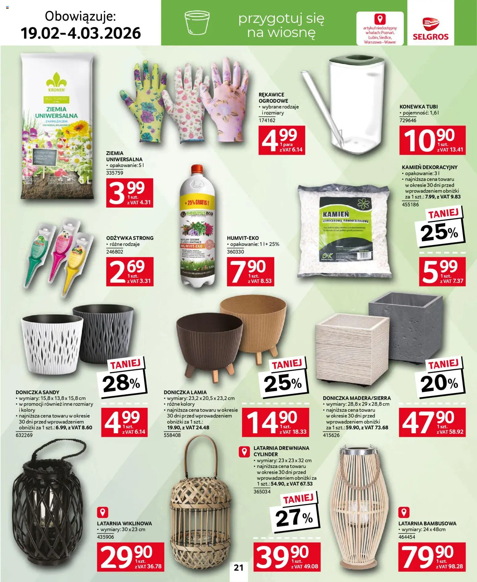 Selgros cash&carry - Katalog Home&Deco od 19.02.2026 | Strona: 21 | Produkty: Ziemia, Doniczka, Rosliny, Odżywka