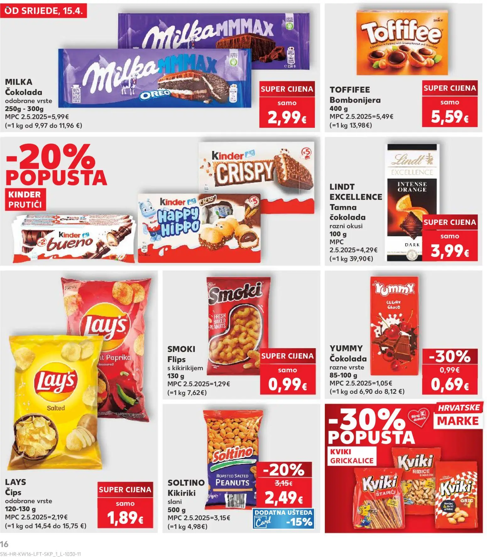 Kaufland HR akciós ujság - amely érvényes a következő dátumtól: 15.04.2026 | Oldal: 16 | Termékek: Toffifee