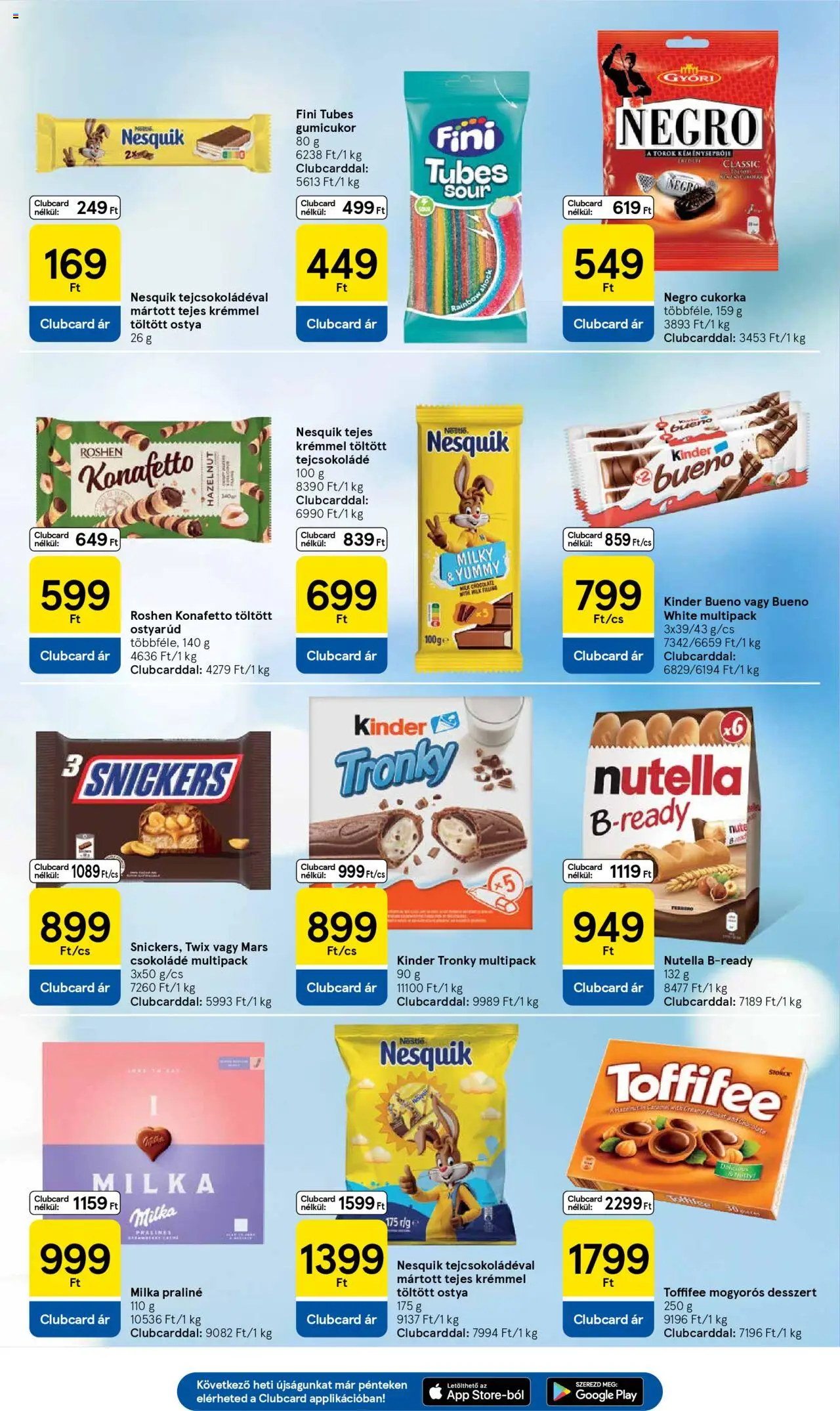 Tesco akciós ujság - amely érvényes a következő dátumtól: 05.06.2025 | Oldal: 23 | Termékek: Nutella, Nesquik, Snickers, Cukorka