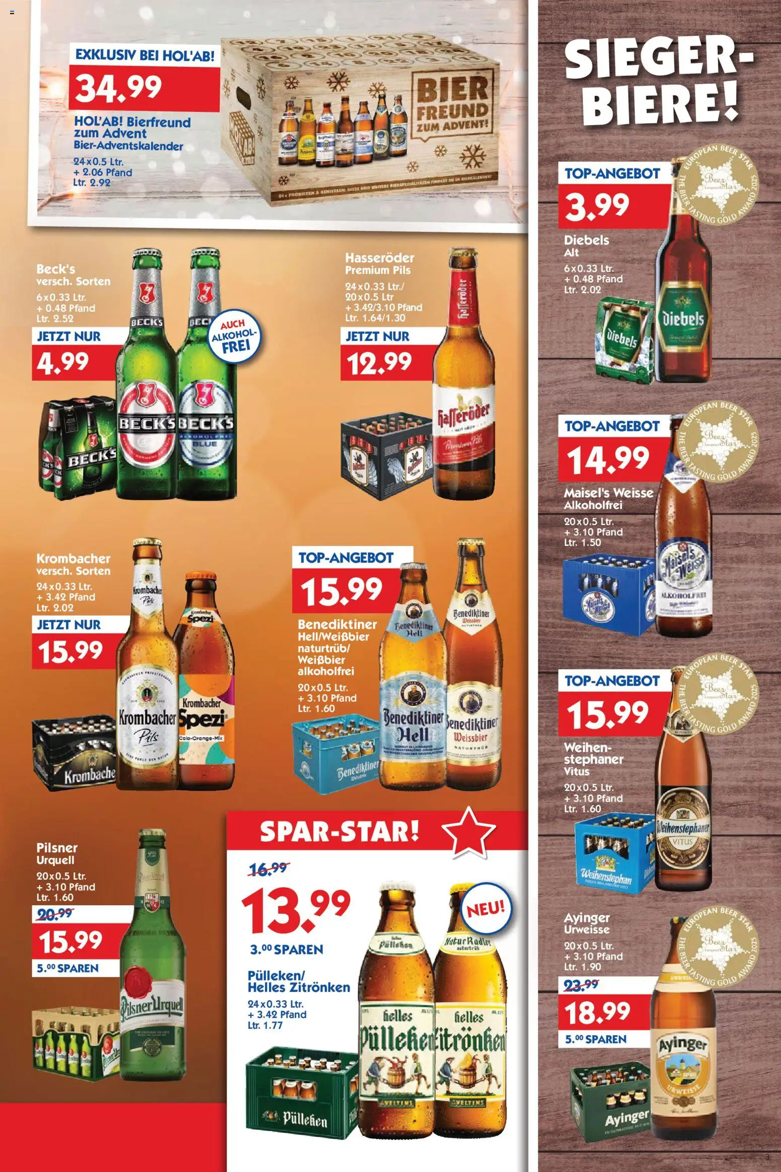 HOL’AB! Prospekt 	 – gültig ab 17.11.2025 | Seite: 3 | Produkte: Weißbier, Pils, Benediktiner hell, Krombacher