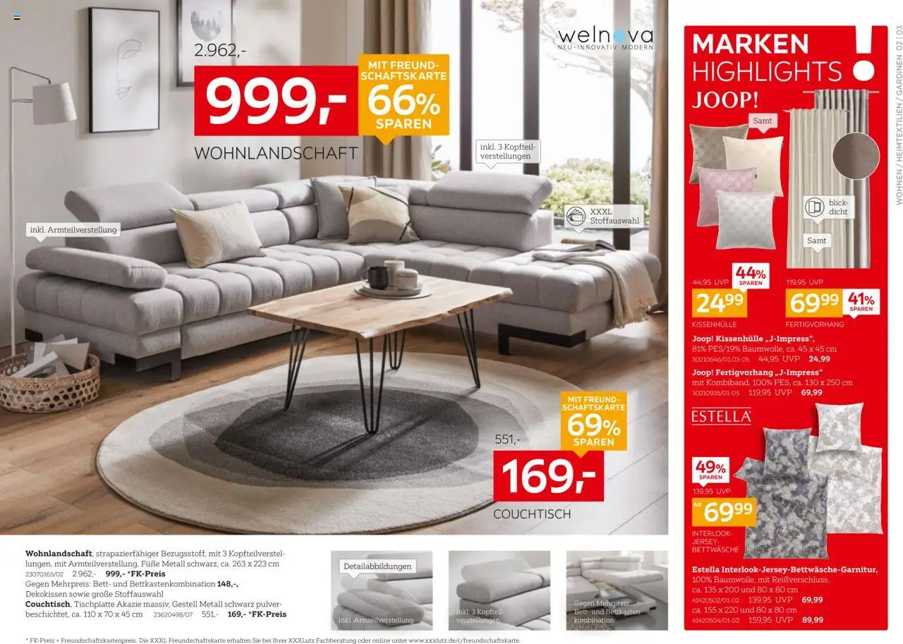 XXXL Lutz Nr. 1 beim Preis - gültig ab dem 04.08.2025 | Seite: 2 | Produkte: Wohnlandschaft, Bett, Couchtisch, Bettwäsche