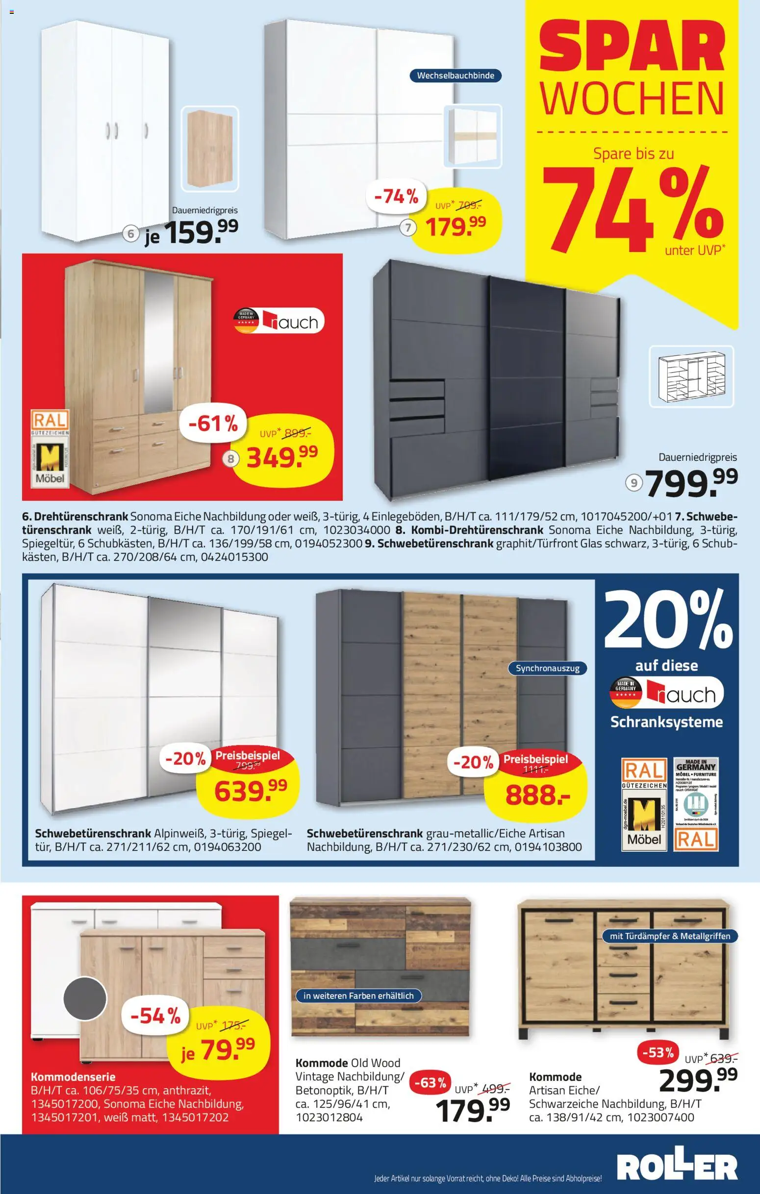 Roller Prospekt 	 – gültig ab 08.03.2026 | Seite: 7 | Produkte: Kommode, Schwebetürenschrank, Drehtürenschrank, Spiegel