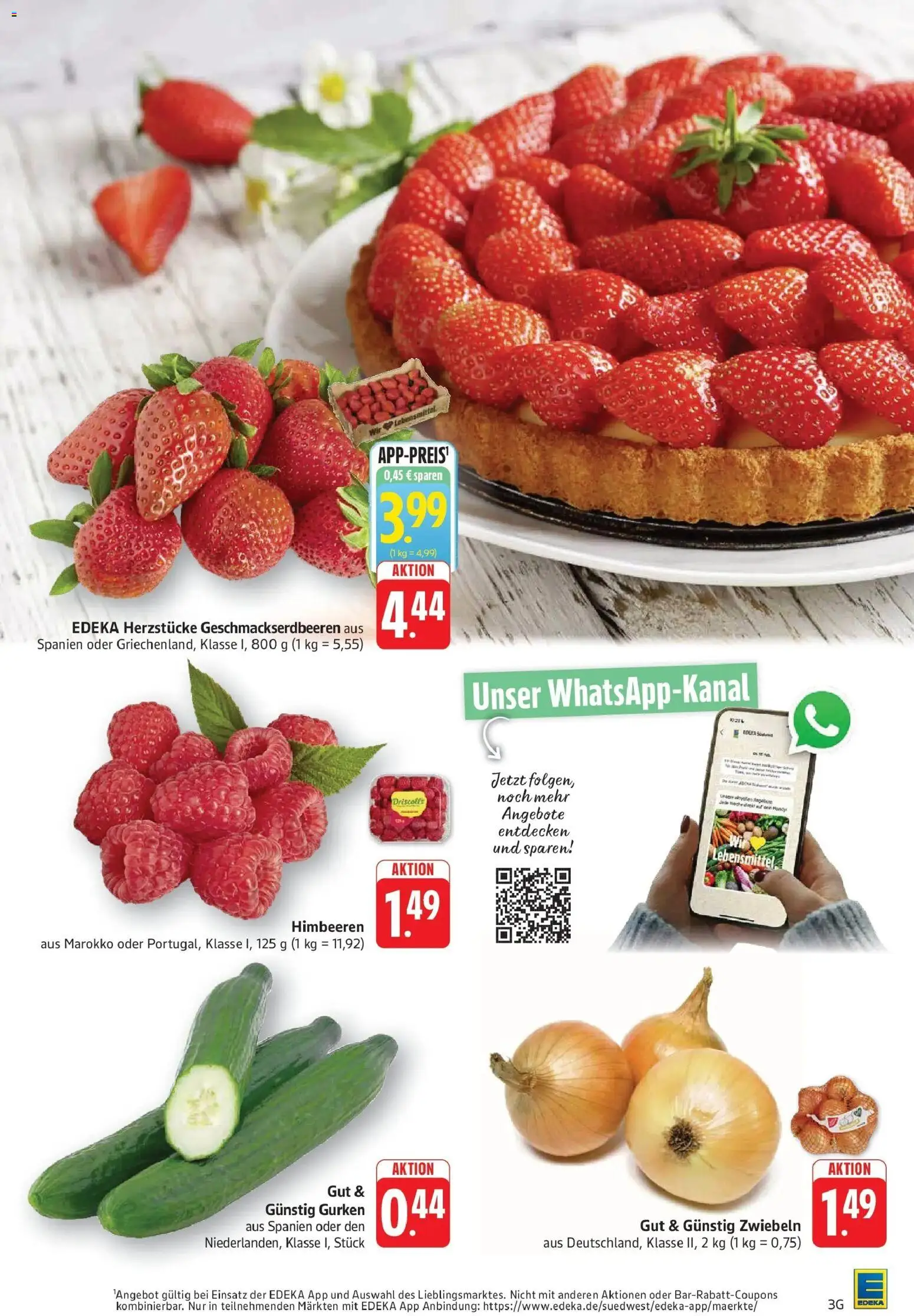Edeka prospekt Geislingen	 – gültig ab 12.04.2026 | Seite: 3 | Produkte: Himbeeren, Zwiebeln, Gurken