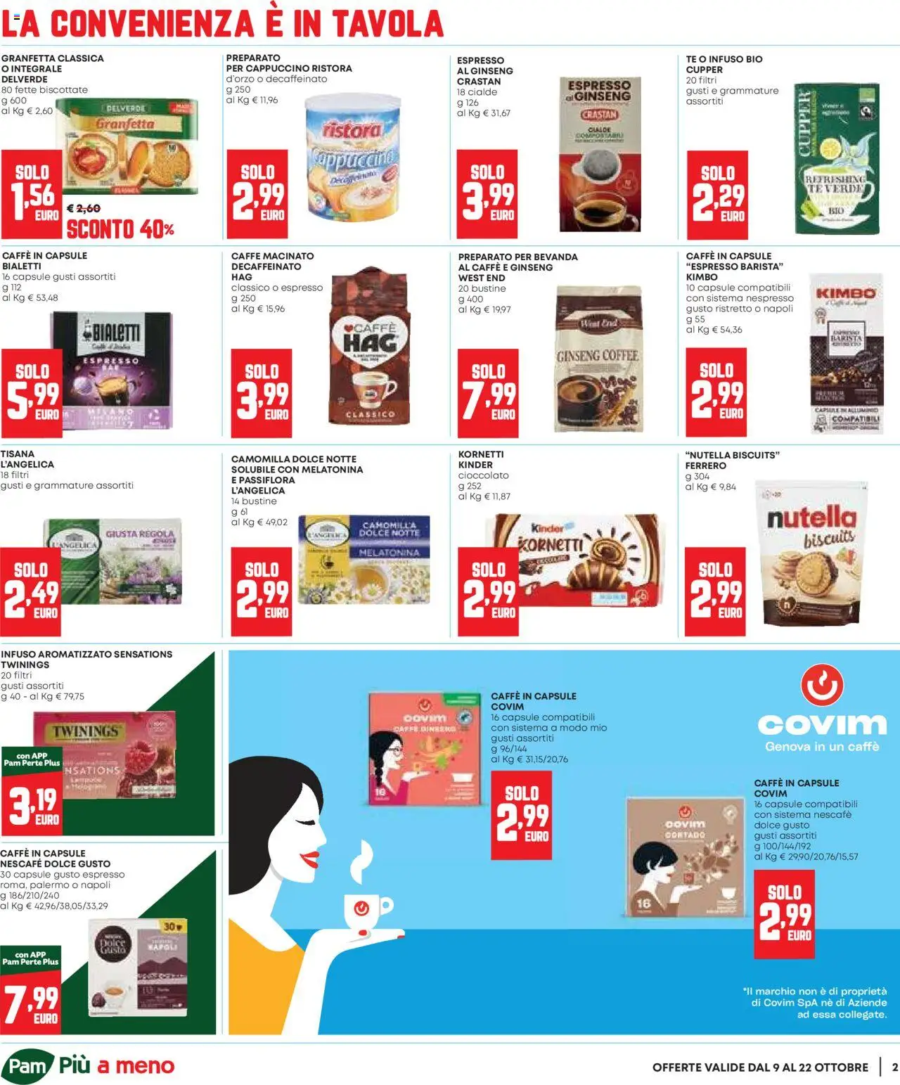 Volantino Panorama del 09.10.2025 | Pagina: 2 | Prodotti: Cioccolato, Nutella, Caffe in capsule, Fette biscottate