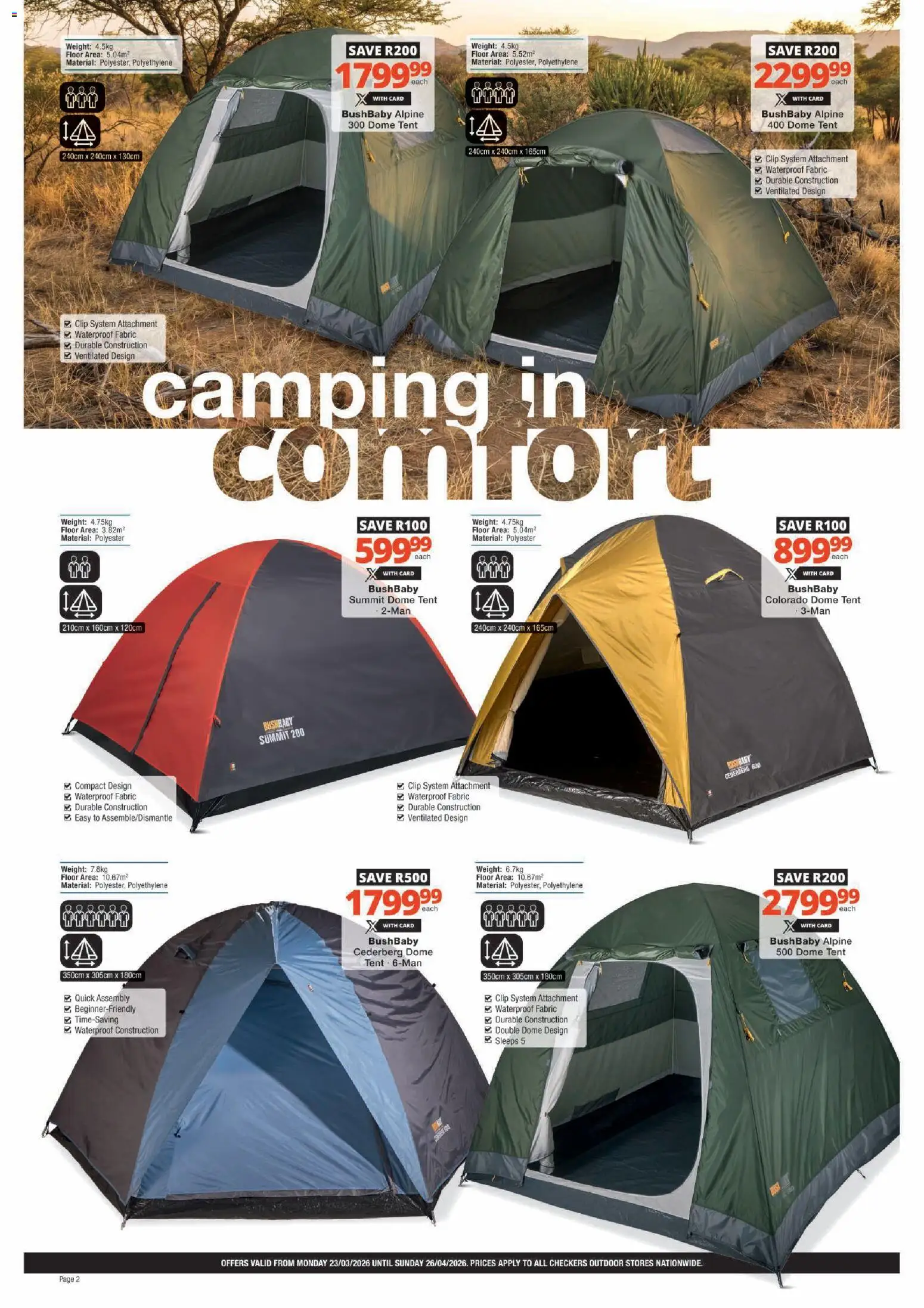 New Checkers catalogue – valid from 23.03.2026 | Page: 2 | Products: Tent