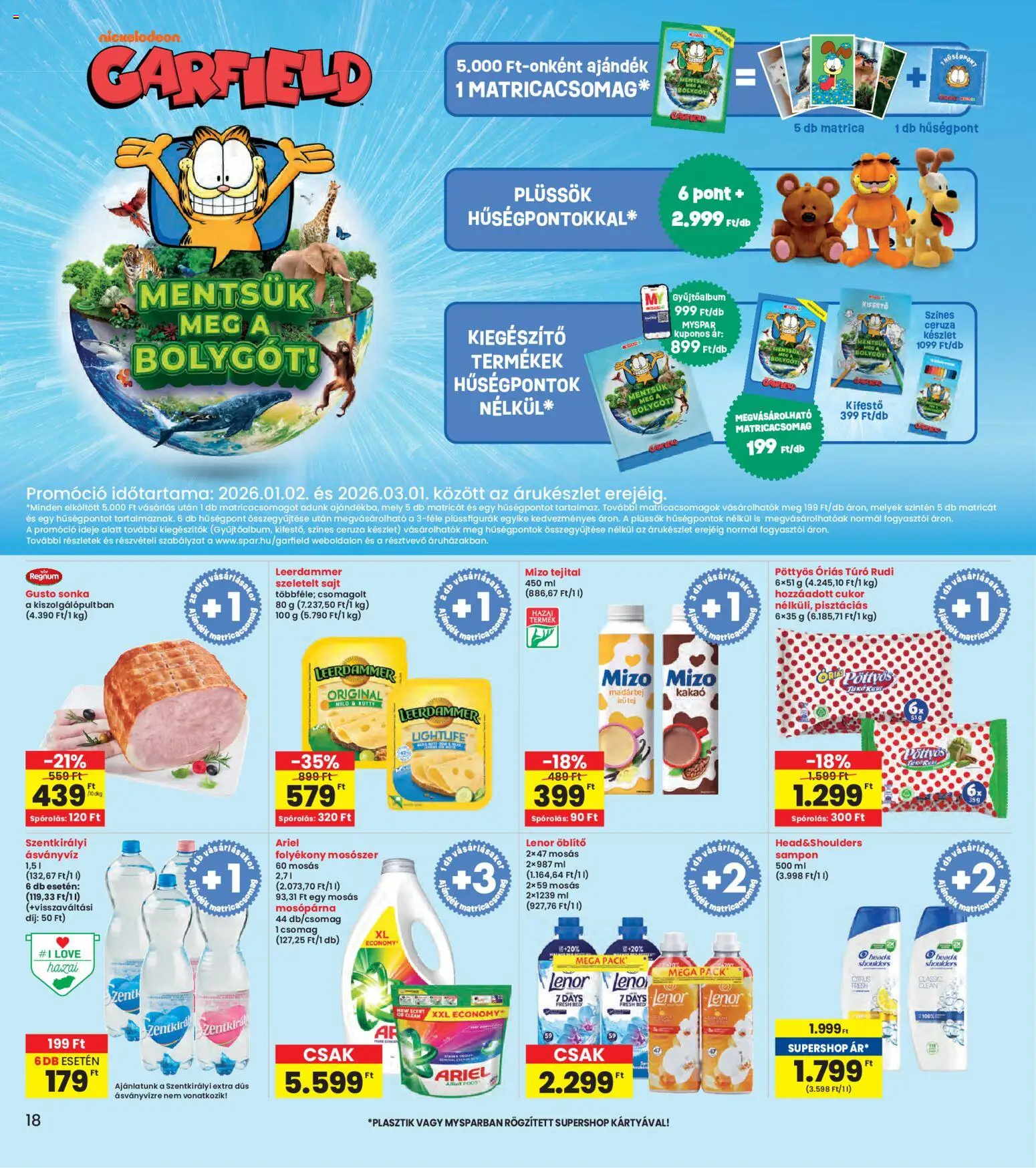Interspar akciós ujság - amely érvényes a következő dátumtól: 08.01.2026 | Oldal: 18 | Termékek: Ariel, Túró rudi, Sampon, Ásványvíz