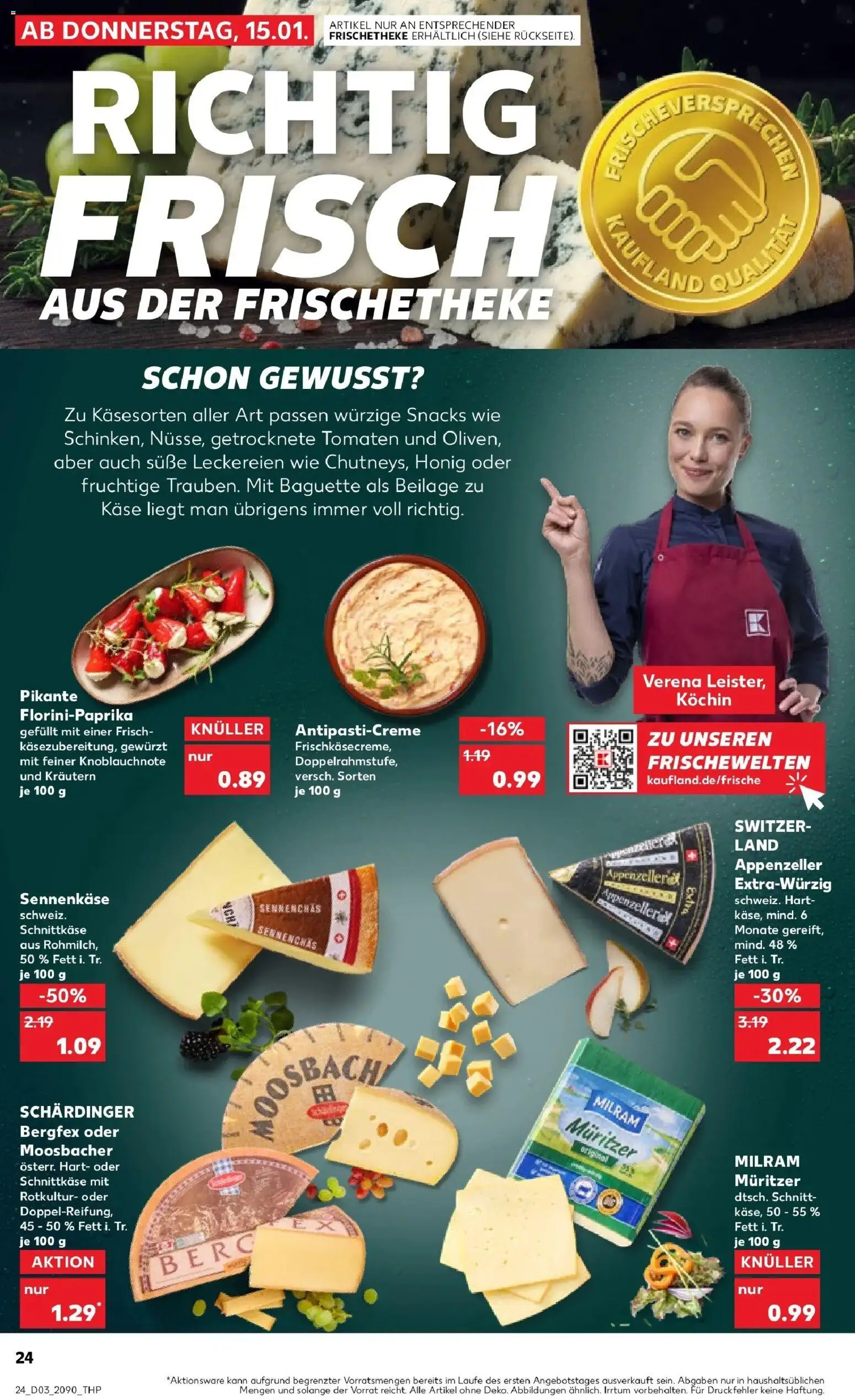 Kaufland prospekt Mittweida	 – gültig ab 15.01.2026 | Seite: 24 | Produkte: Käse, Baguette, Tomaten, Milram