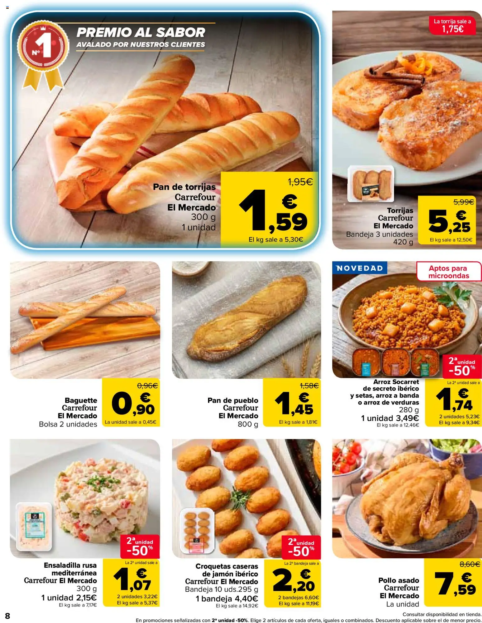 Carrefour Market folleto │ válido desde el 24.03.2026 | Página: 8 | Productos: Ensaladilla, Jamón, Pan de pueblo, Croquetas