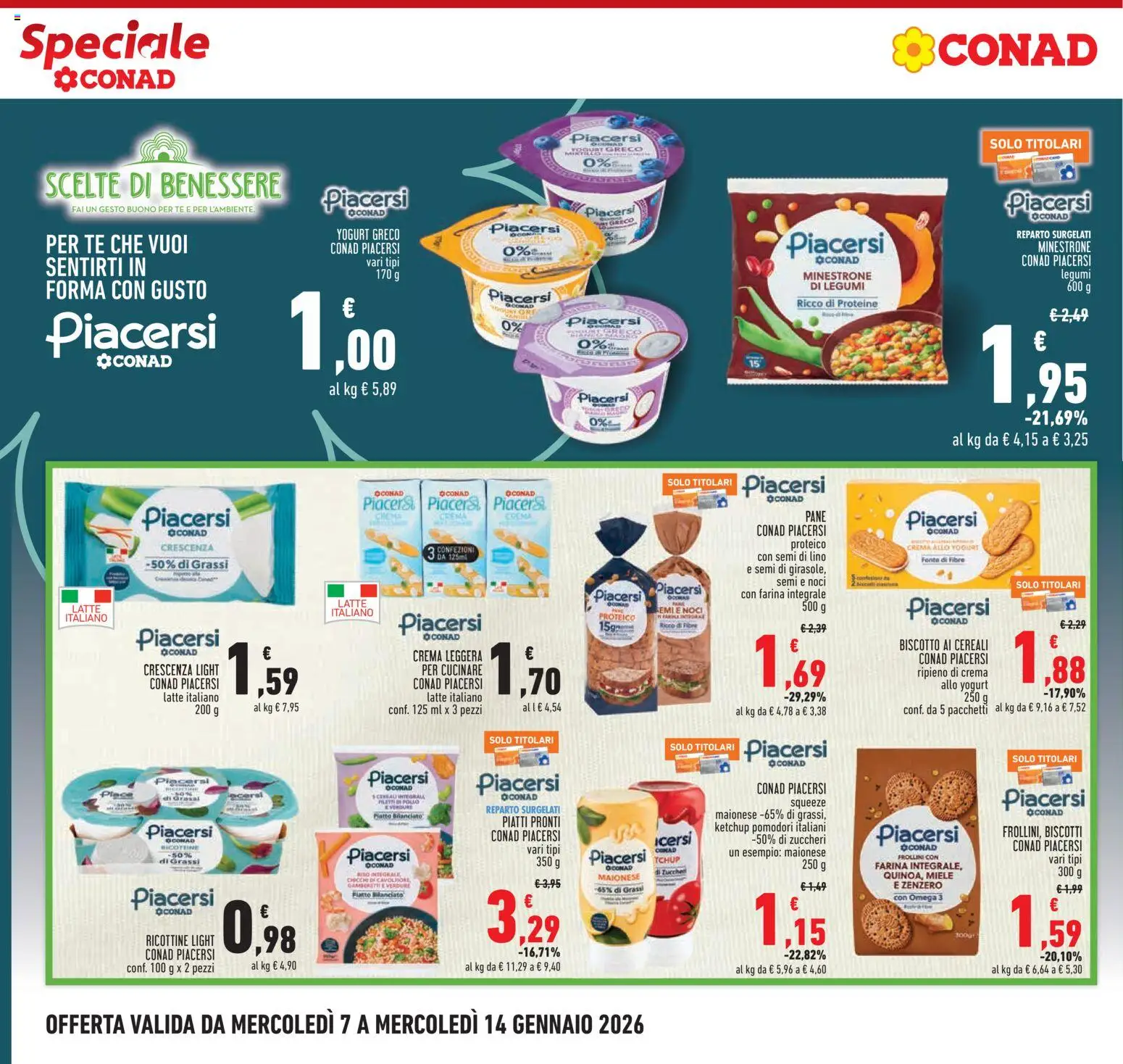 Volantino Conad del 07.01.2026 | Pagina: 4 | Prodotti: Minestrone, Cereali, Maionese, Crescenza