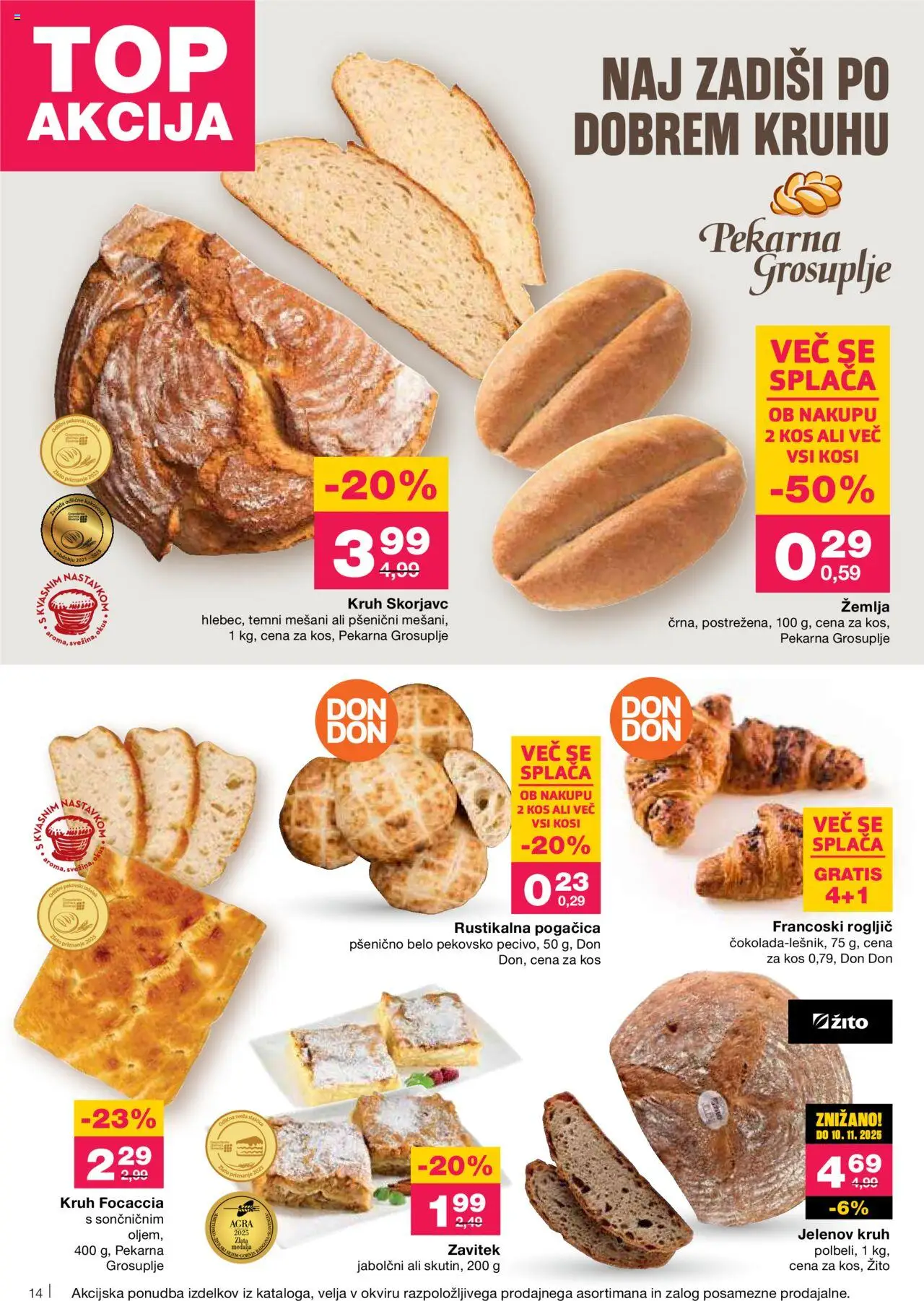 Mercator katalog │ velja od 07.08.2025 | Stran: 16 | Izdelki: Žemlja, Pekarna, Kos, Kruh