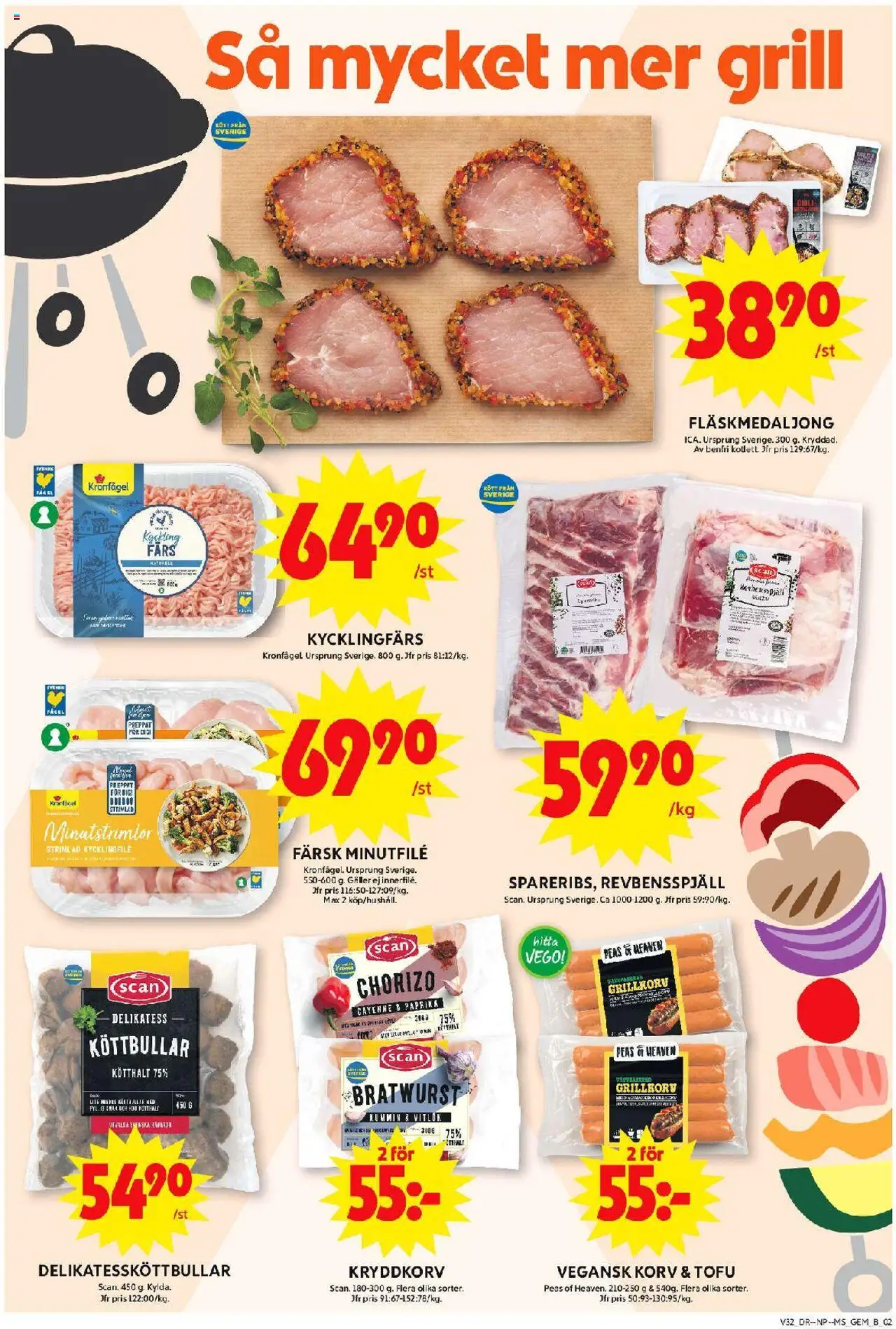 ICA Maxi reklamblad aktuell från 04.08.2025 | Sida: 4 | Produkter: Köttbullar, Revbensspjäll, Galler, Vitlök