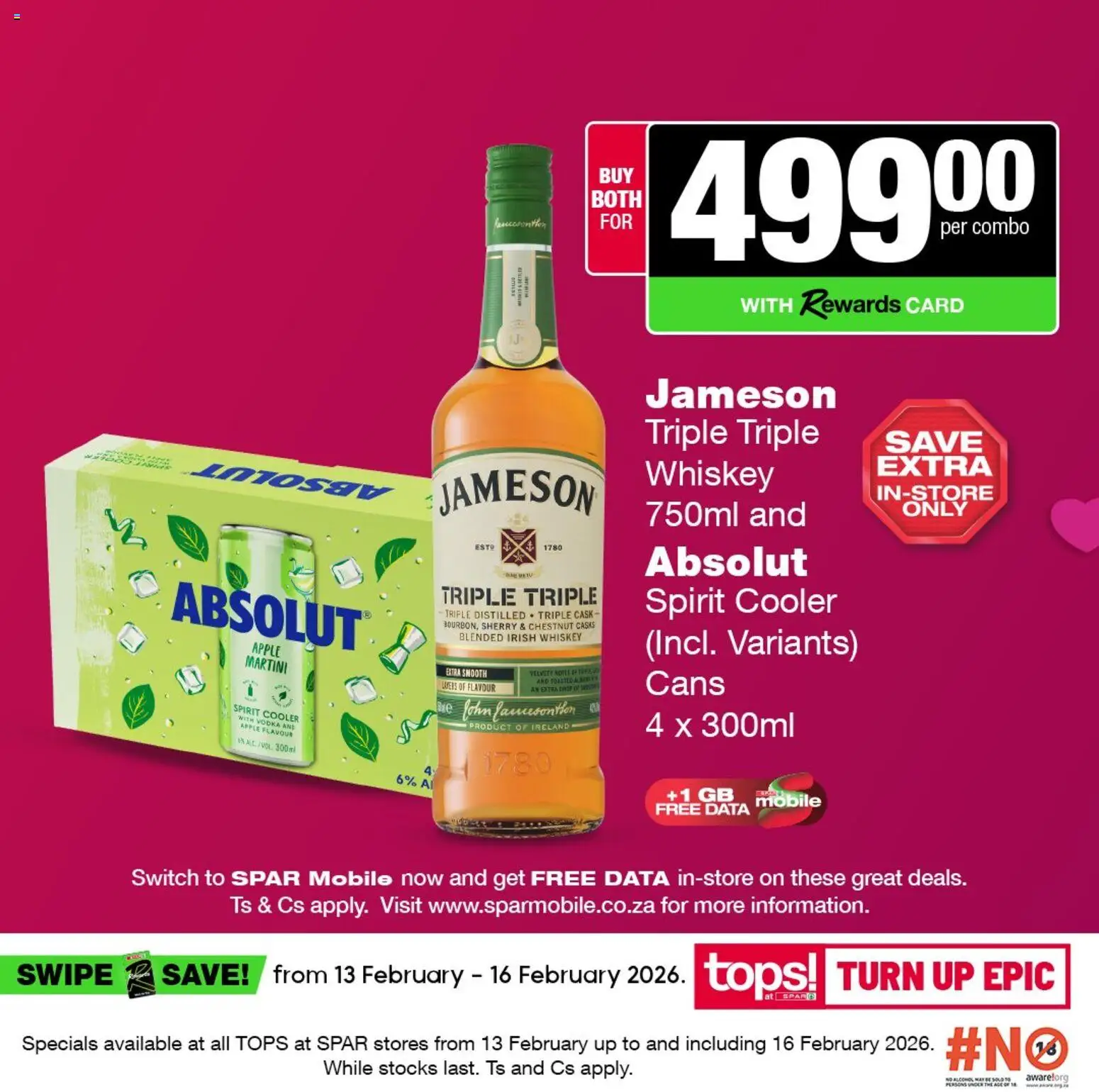 New Tops at Spar catalogue – valid from 13.02.2026 | Page: 9 | Products: Data, Cooler, Switch, Whiskey