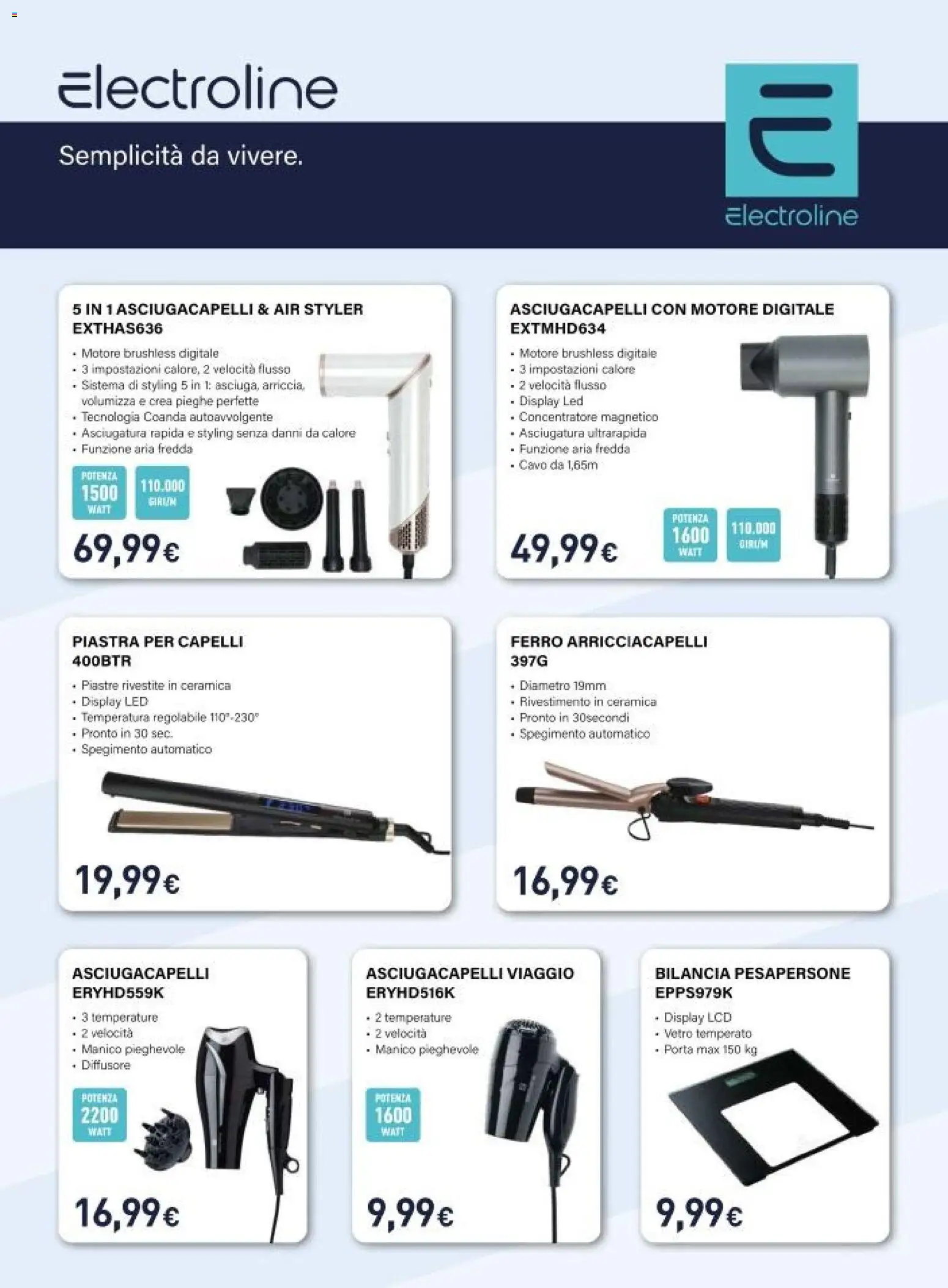Volantino Unieuro del 06.12.2025 | Pagina: 22 | Prodotti: Arricciacapelli, Cavo, Bilancia, Ferro arricciacapelli