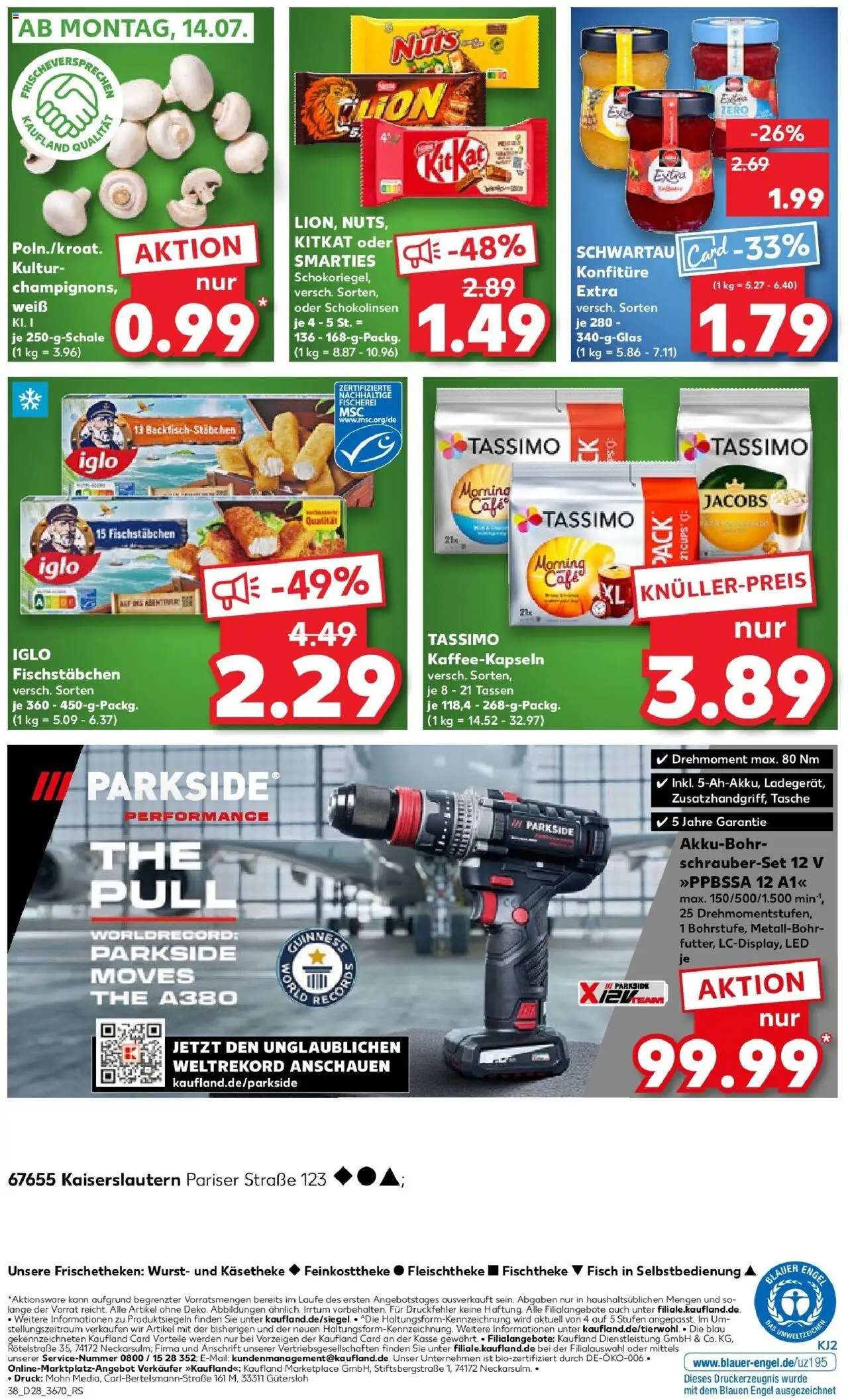 Kaufland prospekt Kaiserslautern	 - gültig ab dem 09.07.2025 | Seite: 38 | Produkte: Tasche, Iglo, Smarties, Wurst