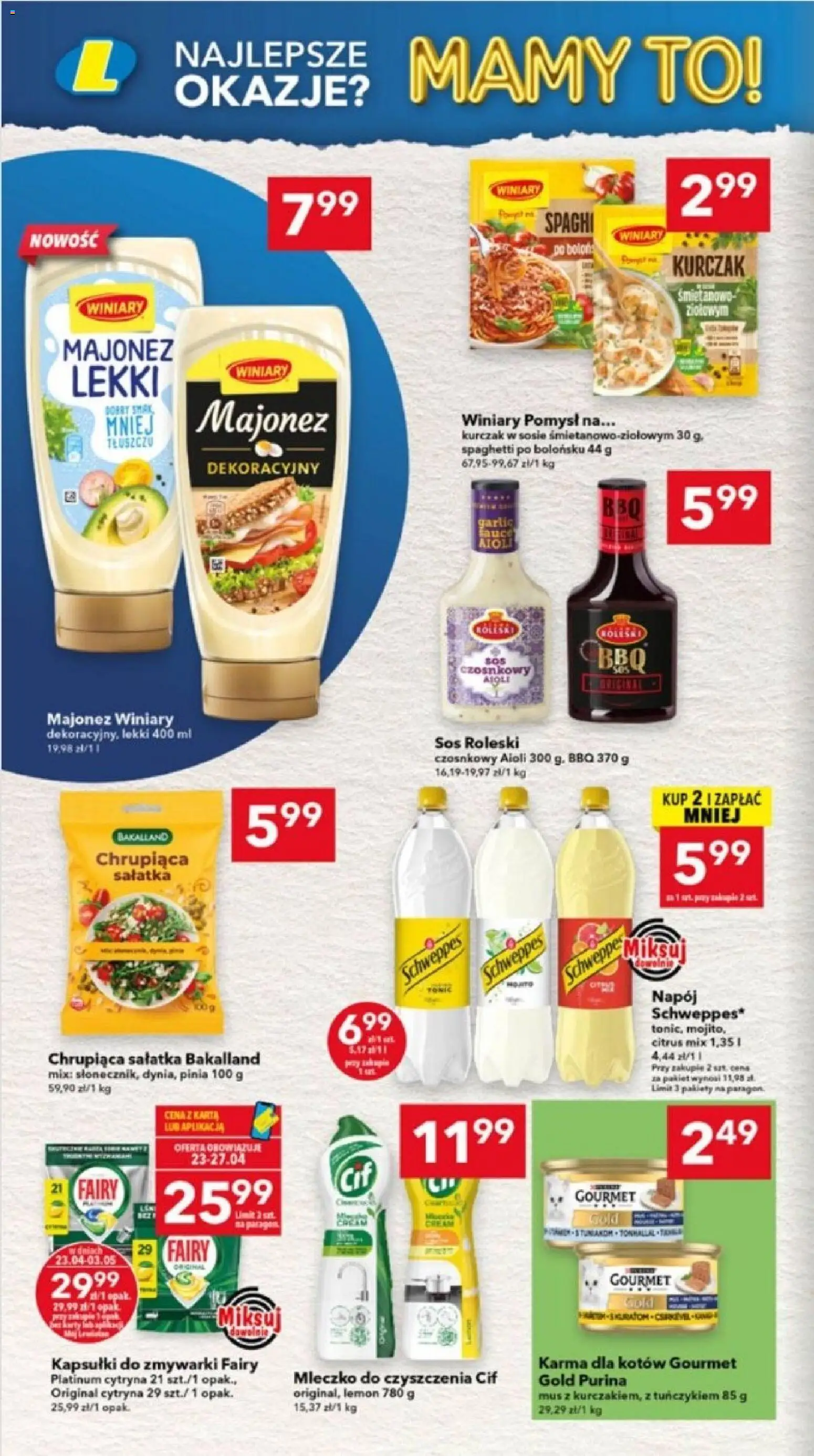 Lewiatan gazetka - Lublin od 23.04.2026 | Strona: 14 | Produkty: Fairy platinum, Sałatka, Kapsułki do zmywarki, Sos