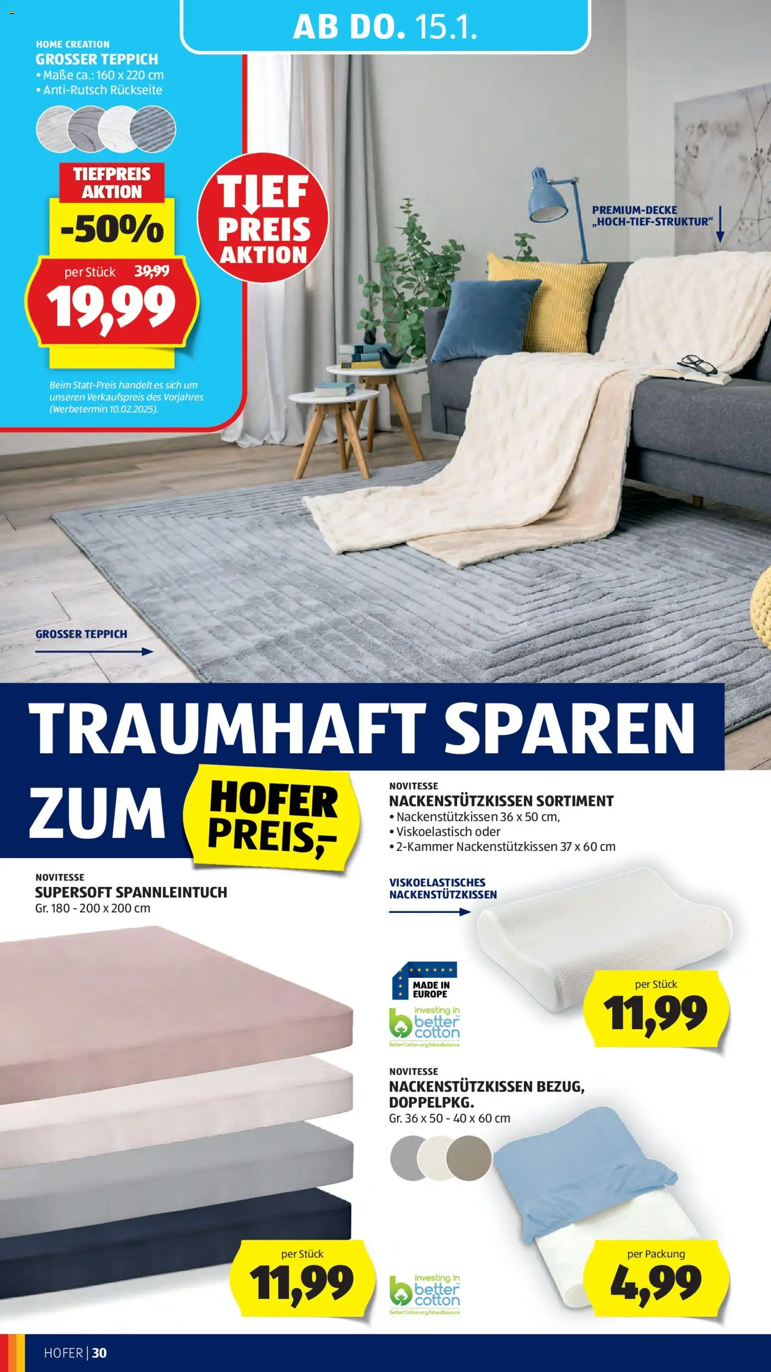 Hofer Flugblatt gültig ab 09.01.2026 | Seite: 34 | Produkte: Teppich