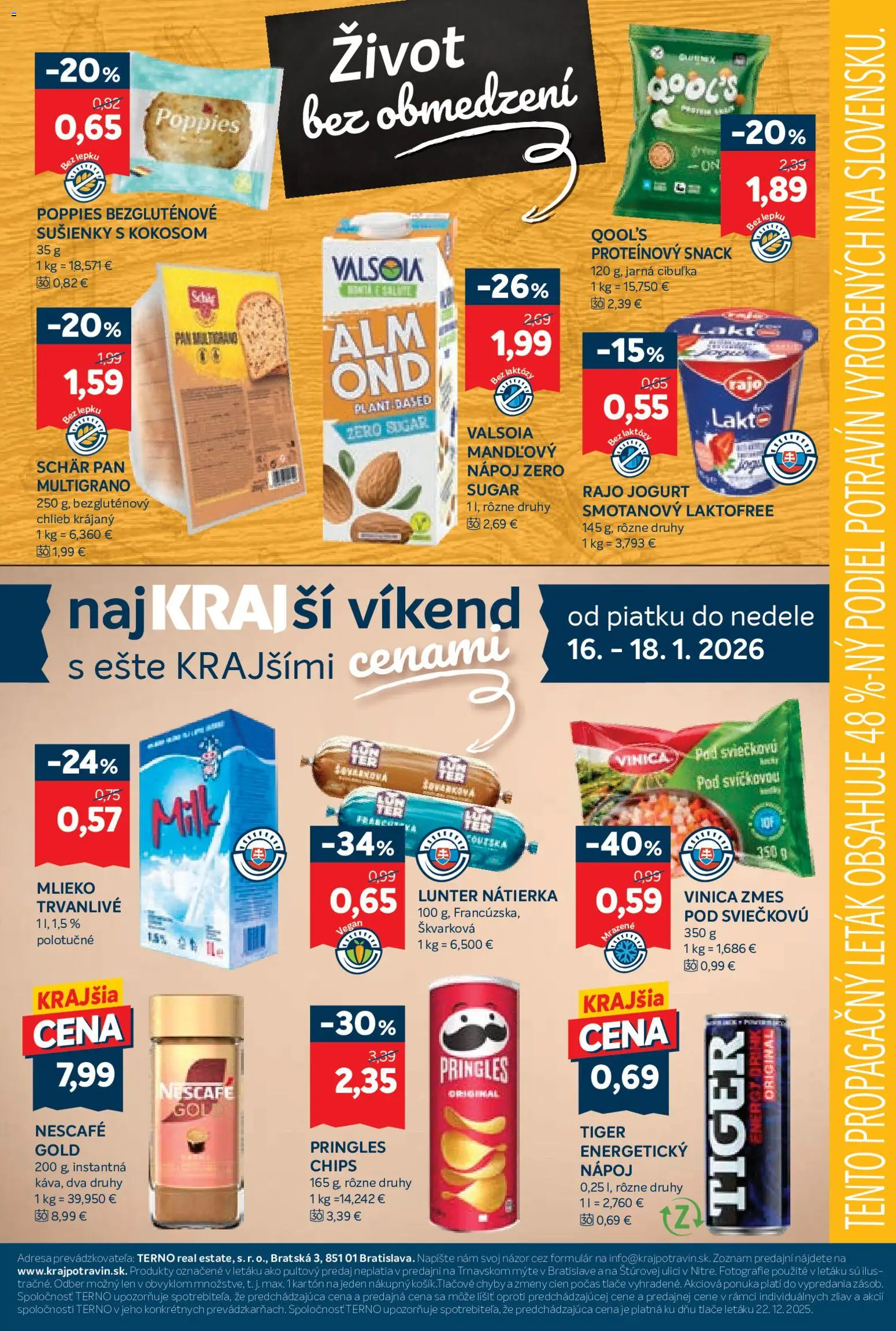 Nové Kraj akcie – leták je platný od 15.01.2026 | Strana: 18 | Produkty: Mlieko, Jogurt, Chlieb, Pringles