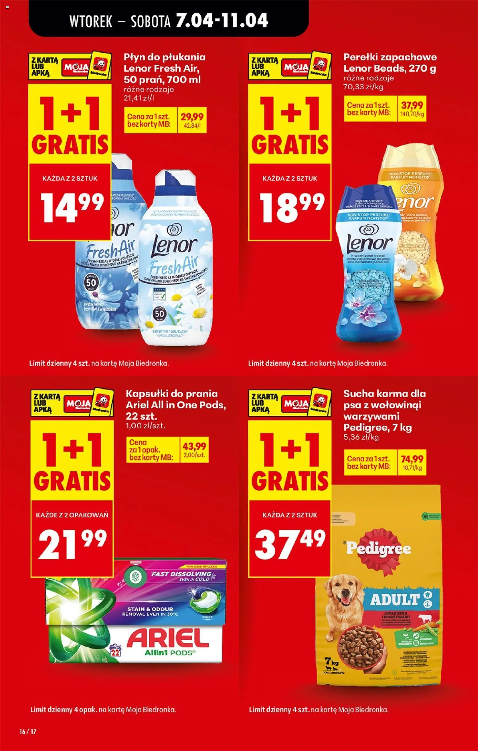 Biedronka gazetka od wtorku od 07.04.2026 | Strona: 18 | Produkty: Karta, Ariel kapsułki, Pedigree, Detergent