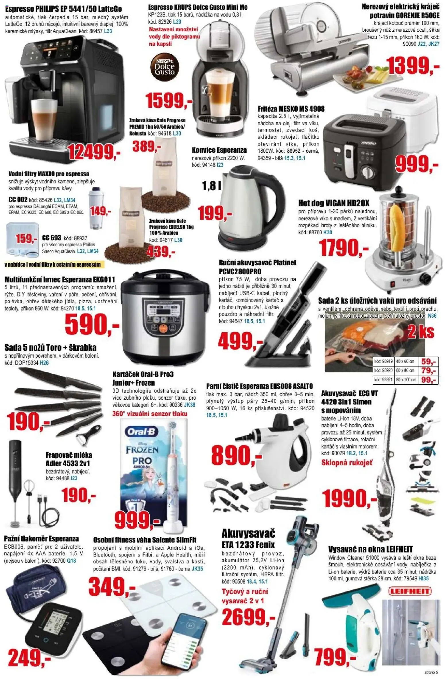 Eva supermarket leták od 08.04.2026 | Strana: 5 | Produkty: Dolce Gusto, Leifheit, Parní čistič, Nůž