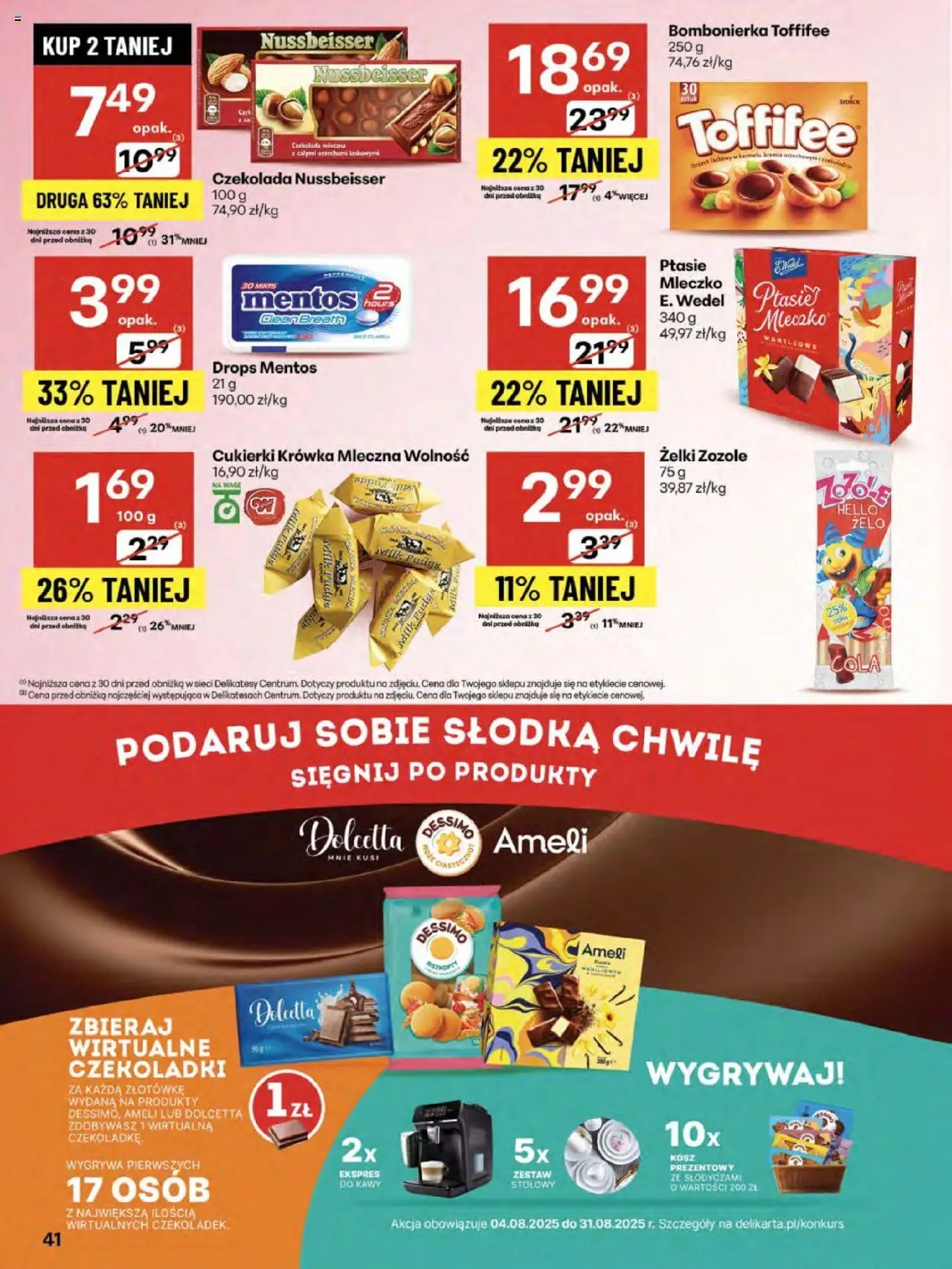 Delikatesy Centrum Gazetka - Sklepy Własne od 21.08.2025 | Strona: 41 | Produkty: Czekolada mleczna, Krowka, Kosz, Cukierki