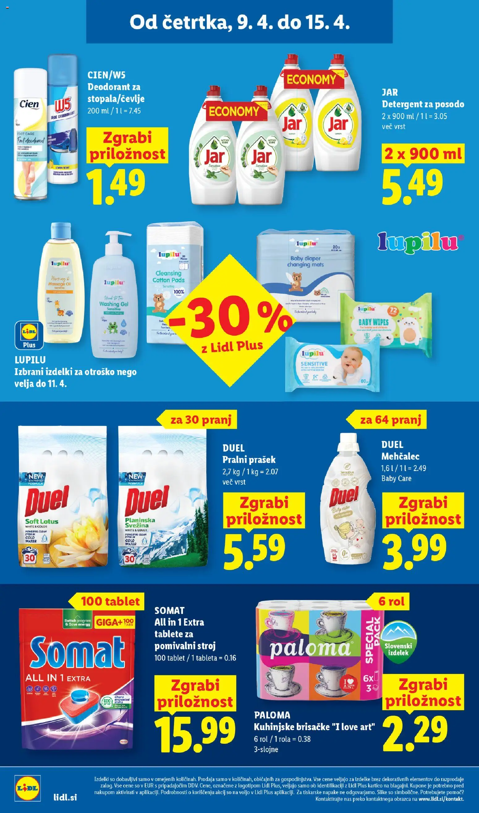 Novi Lidl katalog ponudbe – veljaven od 09.04.2026 | Stran: 26 | Izdelki: Mehčalec, Deodorant, Detergent, Tablete za pomivalni stroj