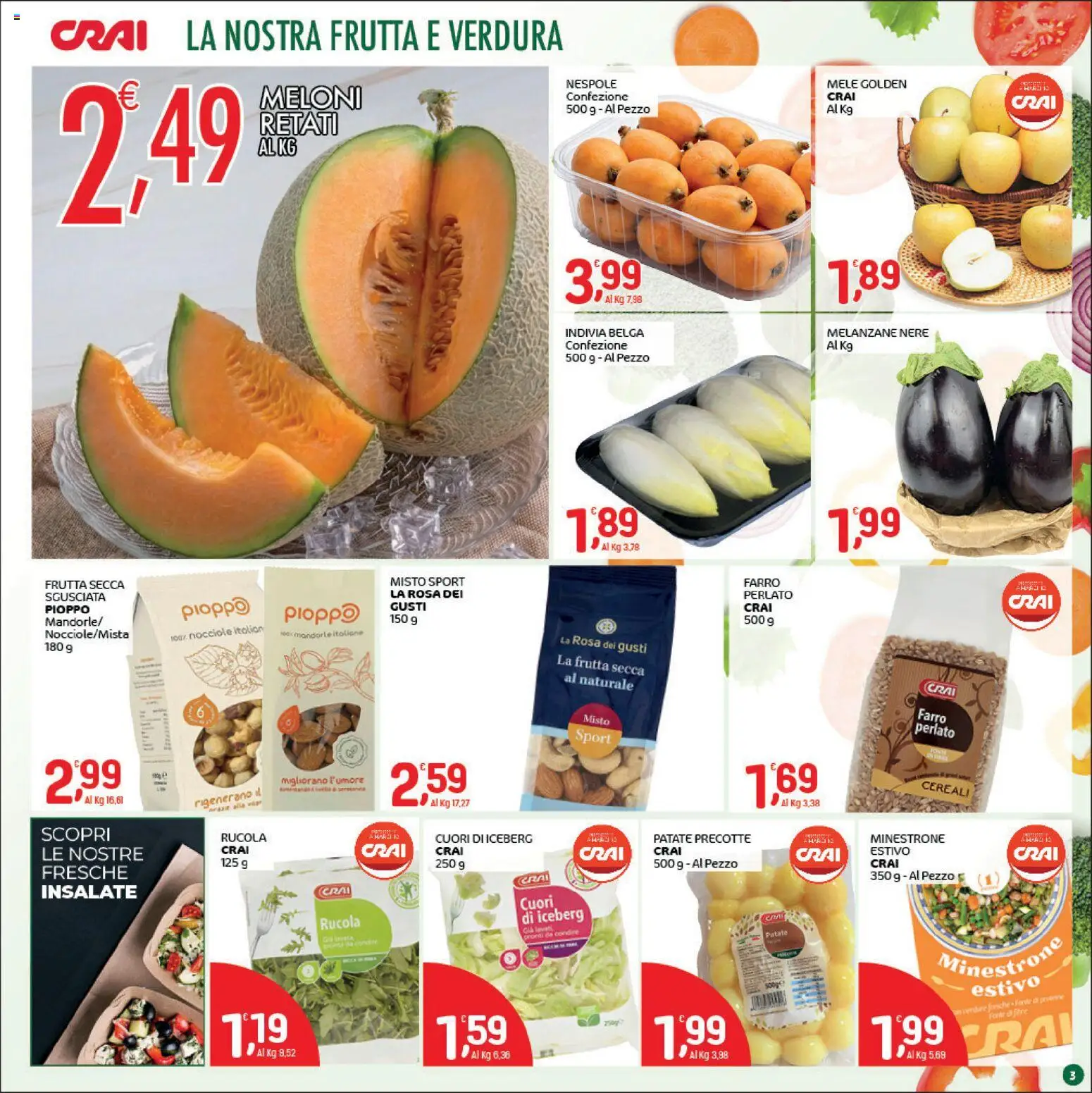 Volantino CRAI del 14.05.2026 | Pagina: 3 | Prodotti: Rucola, Patate, Frutta, Indivia