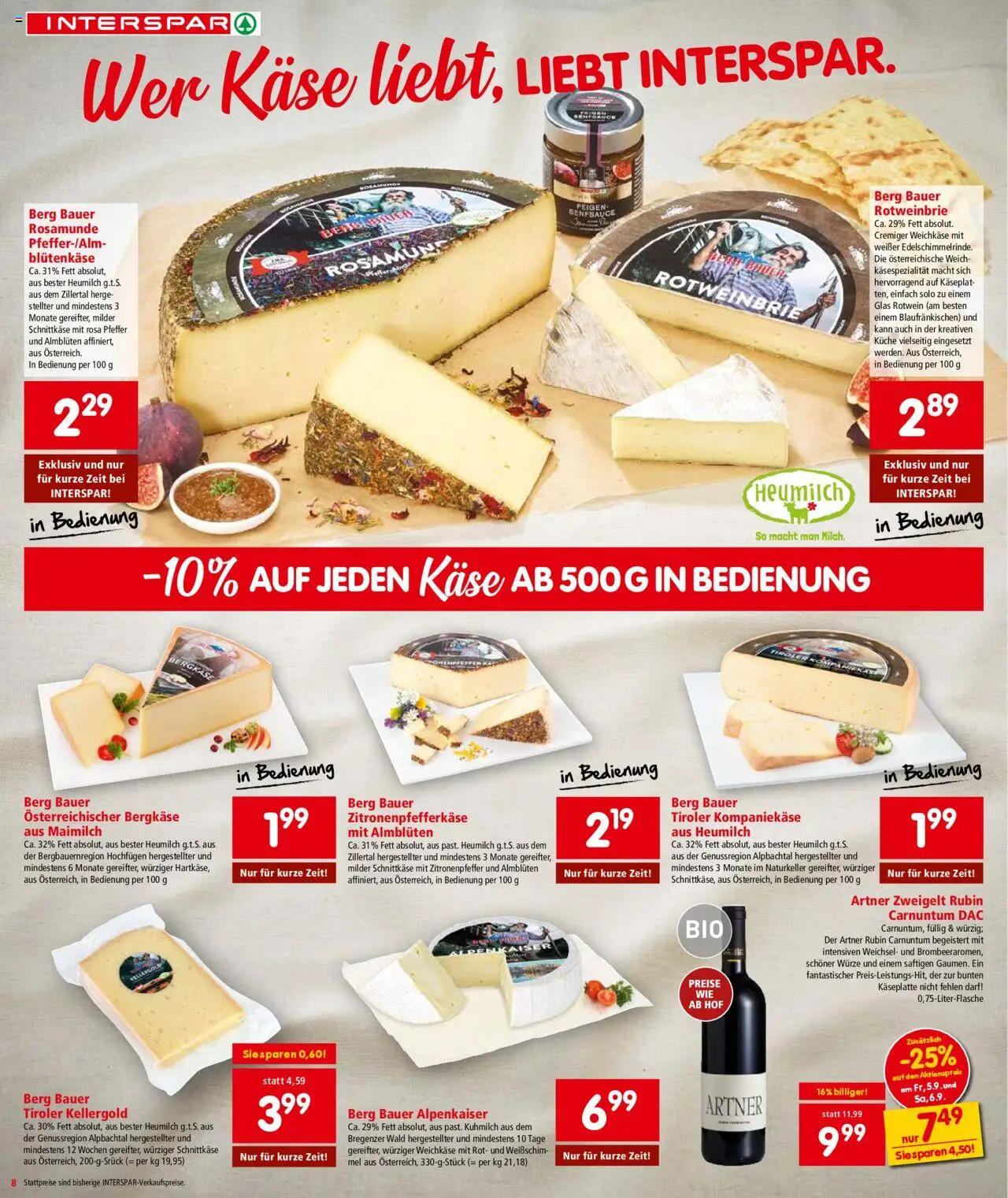 Interspar Flugblatt - Wien gültig ab 04.09.2025 | Seite: 8 | Produkte: Pfeffer, Milch, Käse