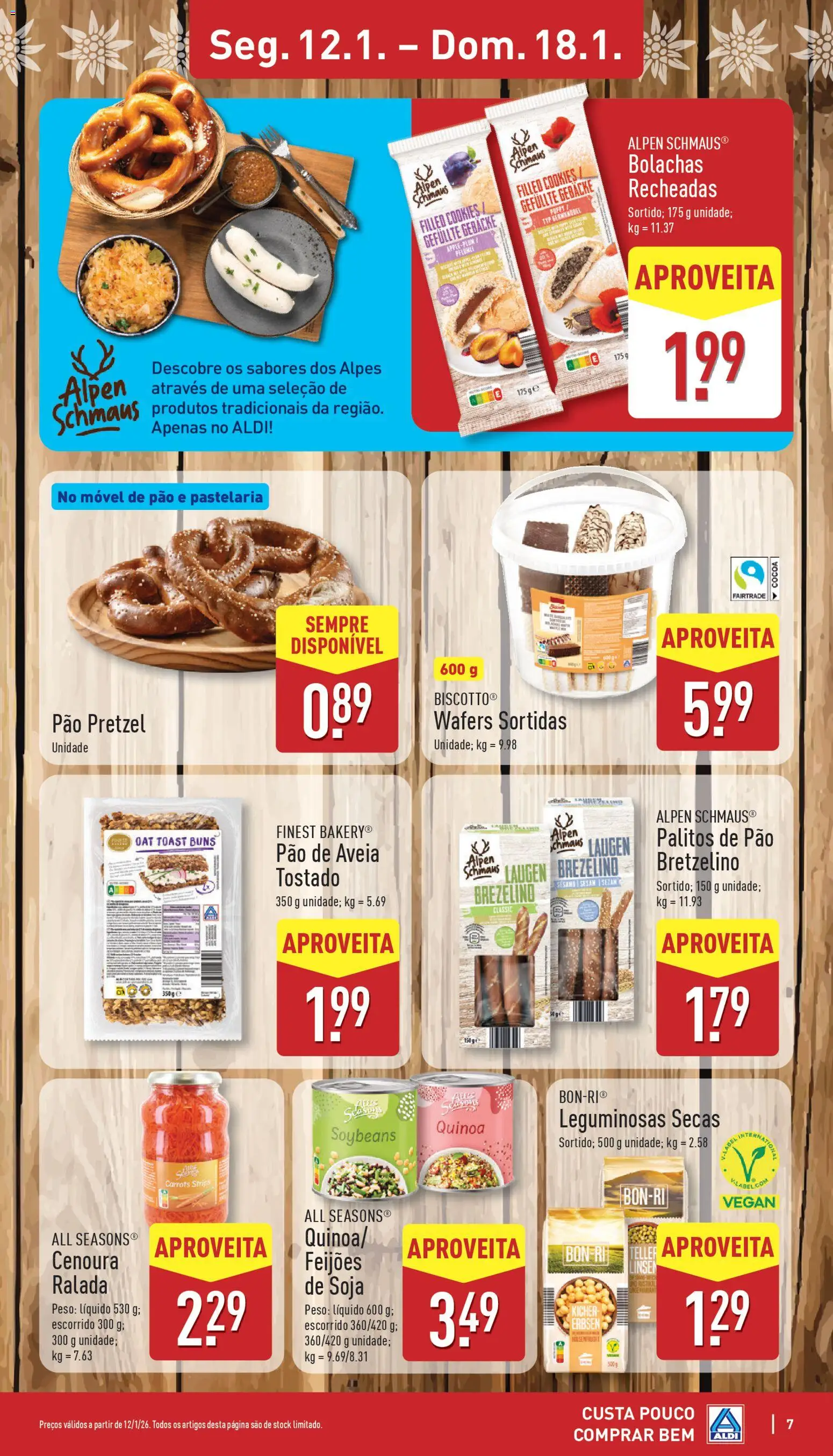 Aldi folheto │ válido de 12.01.2026 | Página: 7 | Produtos: Soja, Bolachas, Pão, Cenoura