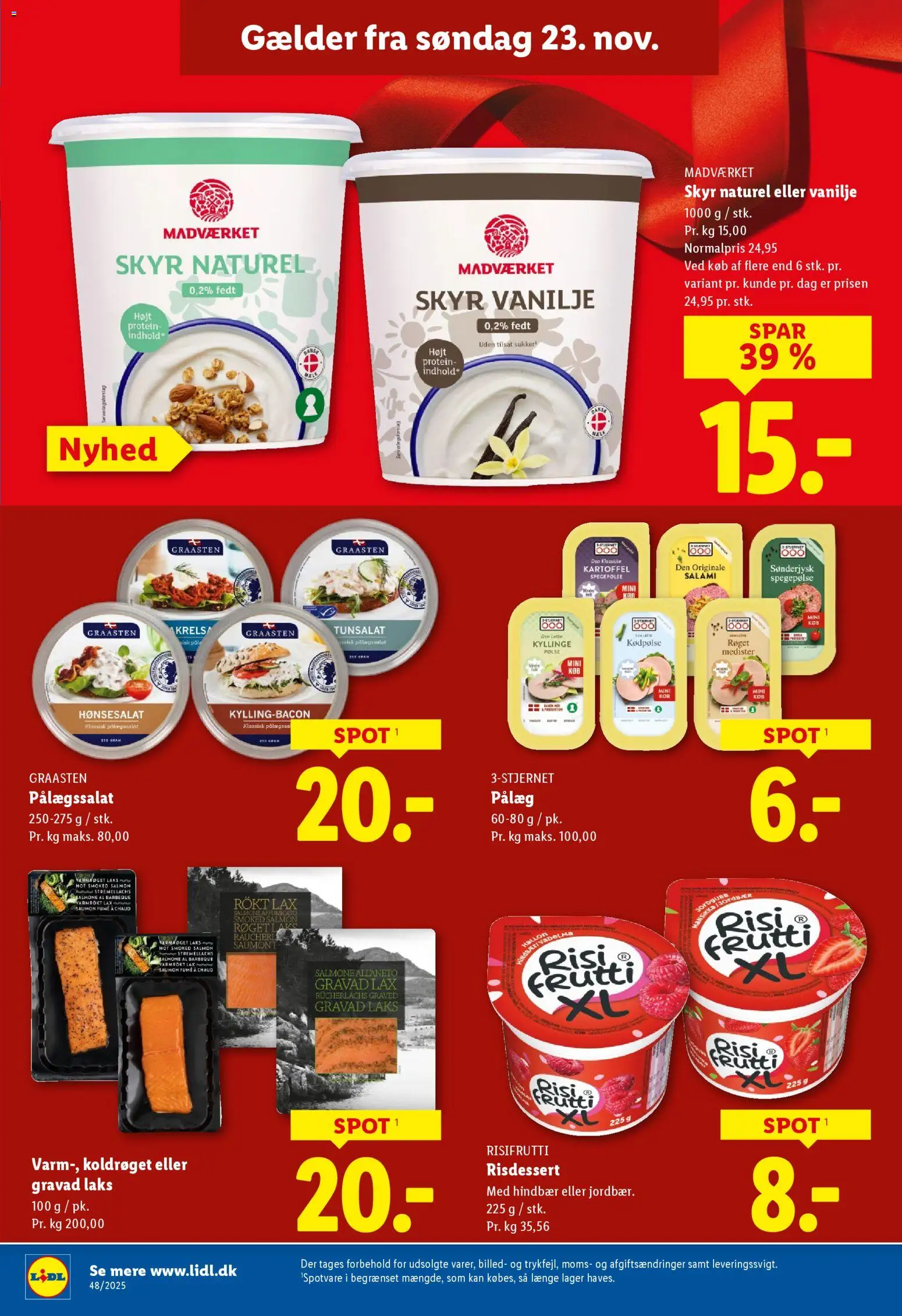 Lidl tilbudsavis – gyldig fra 23.11.2025 | Side: 6 | Produkter: Skyr, Pålæg, Hindbær, Sukker