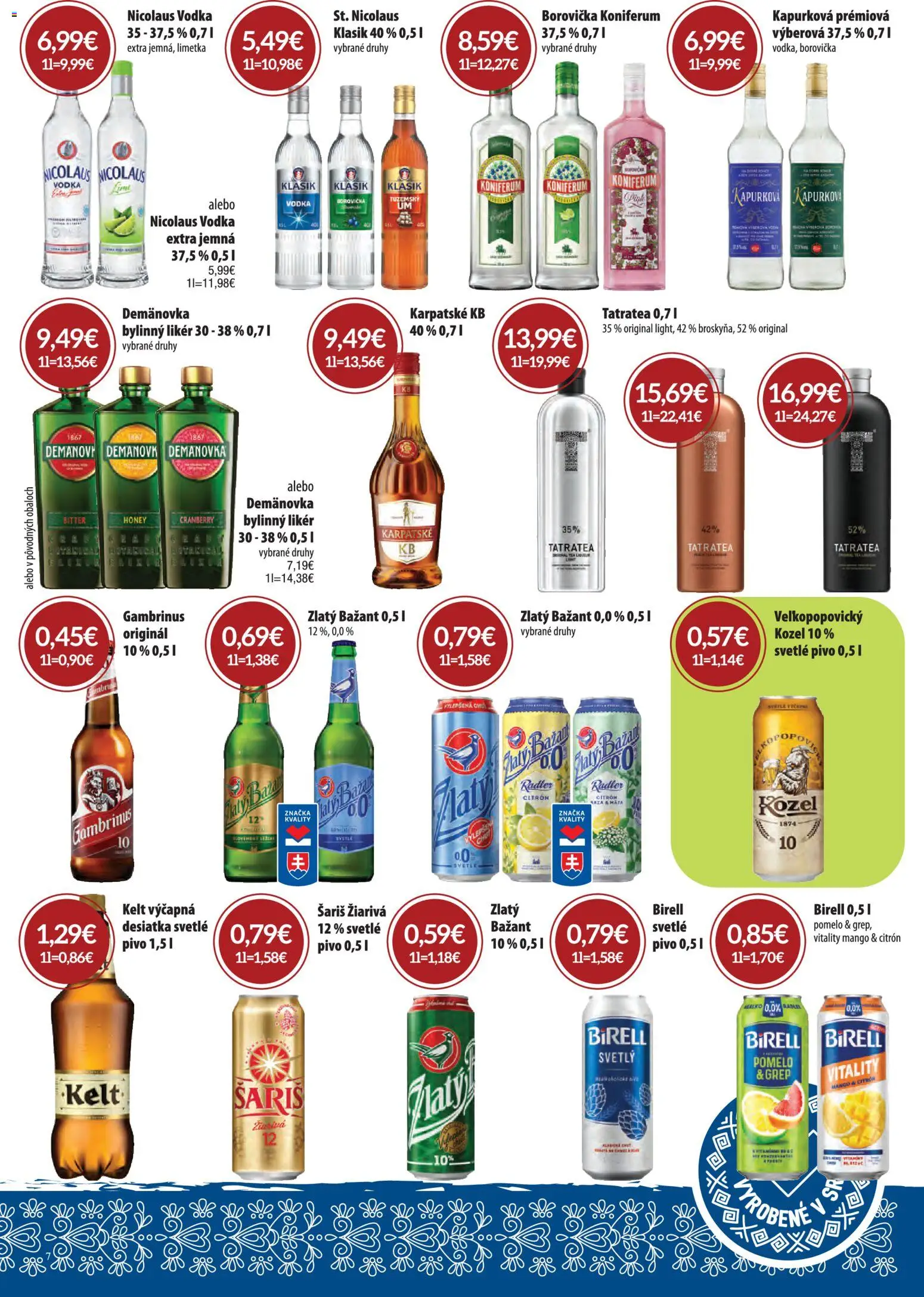 Nové CBA Verex akcie – leták je platný od 05.03.2026 | Strana: 7 | Produkty: Birell, Koniferum, Šariš, Nicolaus vodka