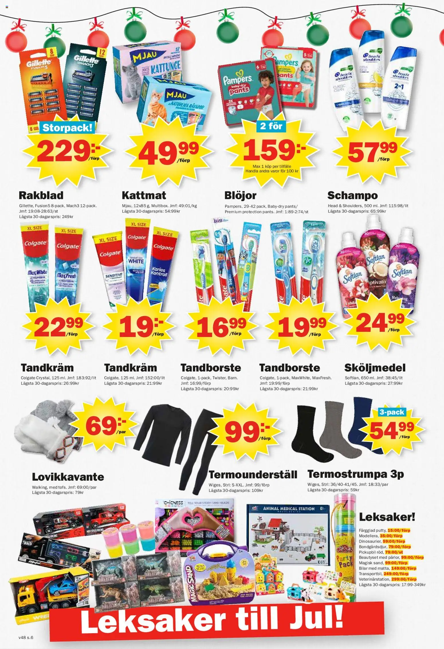 Pekås reklamblad aktuell från 24.11.2025 | Sida: 6 | Produkter: Tandkräm, Tandborste, Sköljmedel, Rakblad
