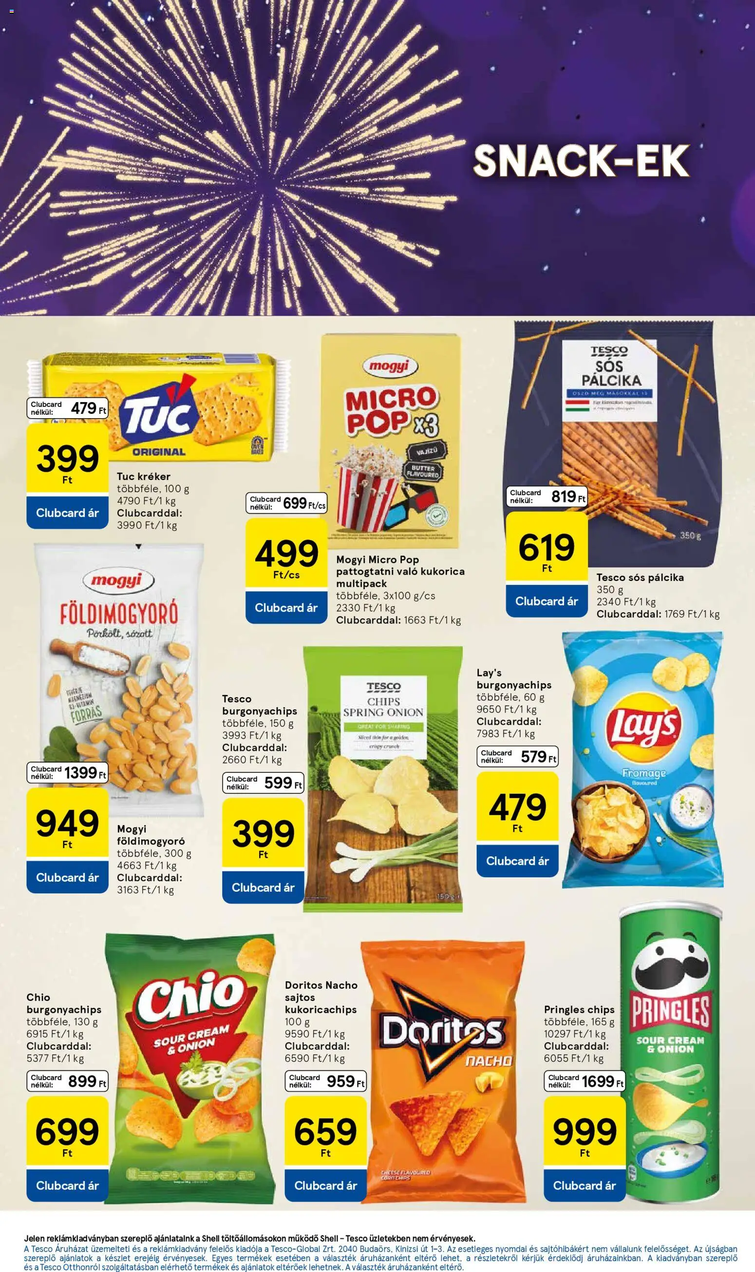 Tesco akciós ujság - amely érvényes a következő dátumtól: 27.12.2025 | Oldal: 5 | Termékek: Chips, Kréker, Sós pálcika, Földimogyoró