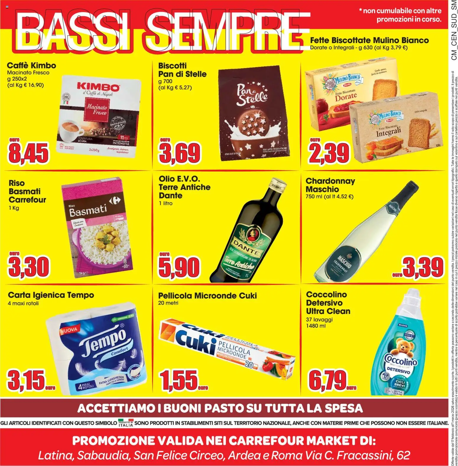 Volantino Carrefour del 17.02.2026 | Pagina: 16 | Prodotti: Carta igienica, Biscotti, Latte, Fette biscottate