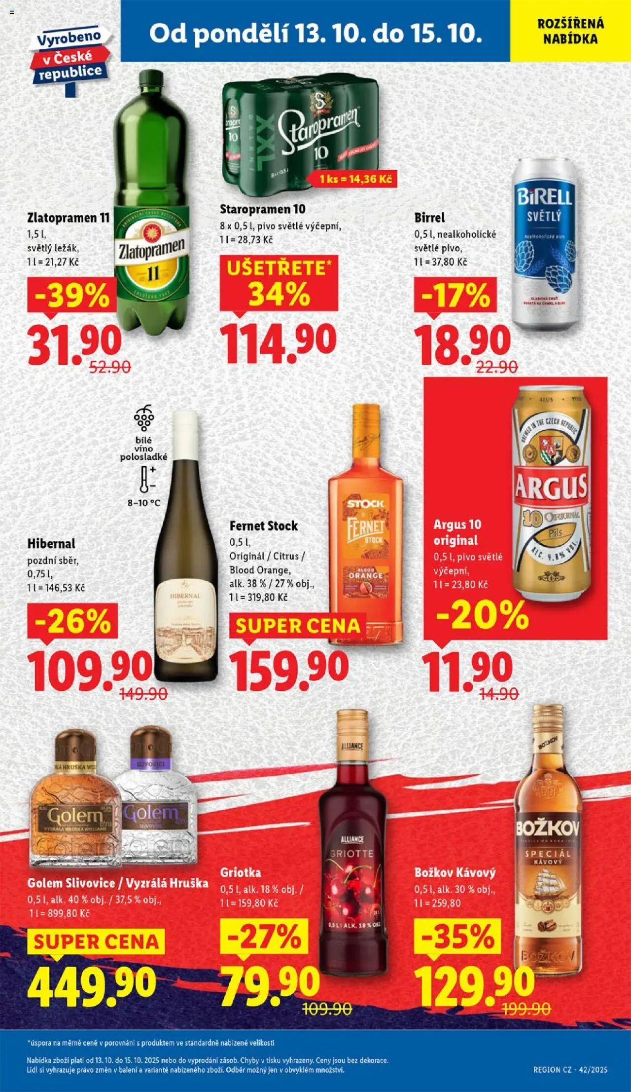 Lidl leták od 13.10.2025 | Strana: 19 | Produkty: Bílé víno, Fernet, Slivovice, Zlatopramen 11