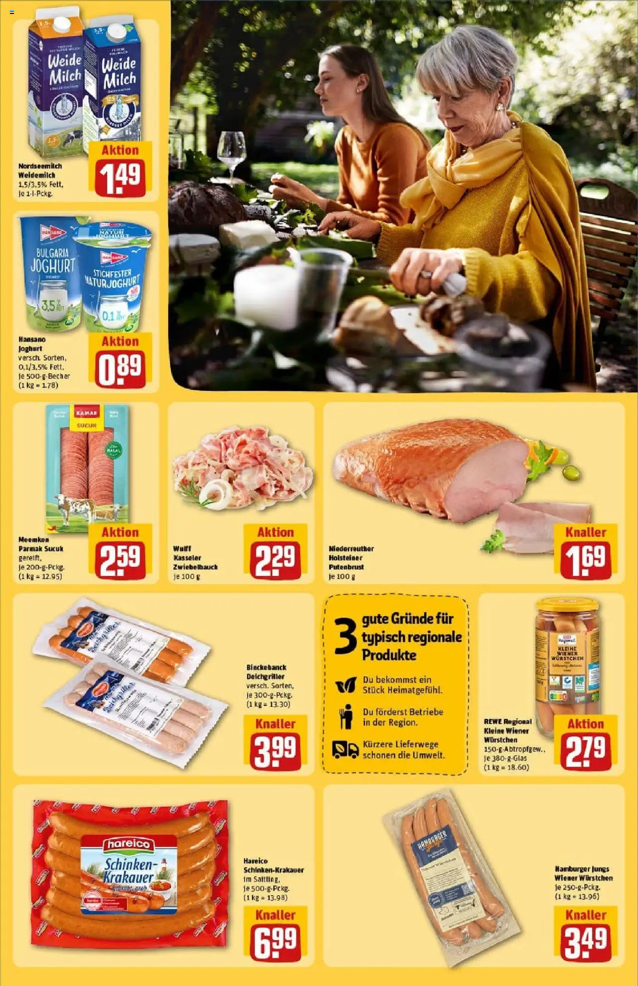 Rewe prospekt Lübeck	 - gültig ab dem 27.07.2025 | Seite: 23 | Produkte: Wiener wurstchen, Milch, Joghurt, Schinken