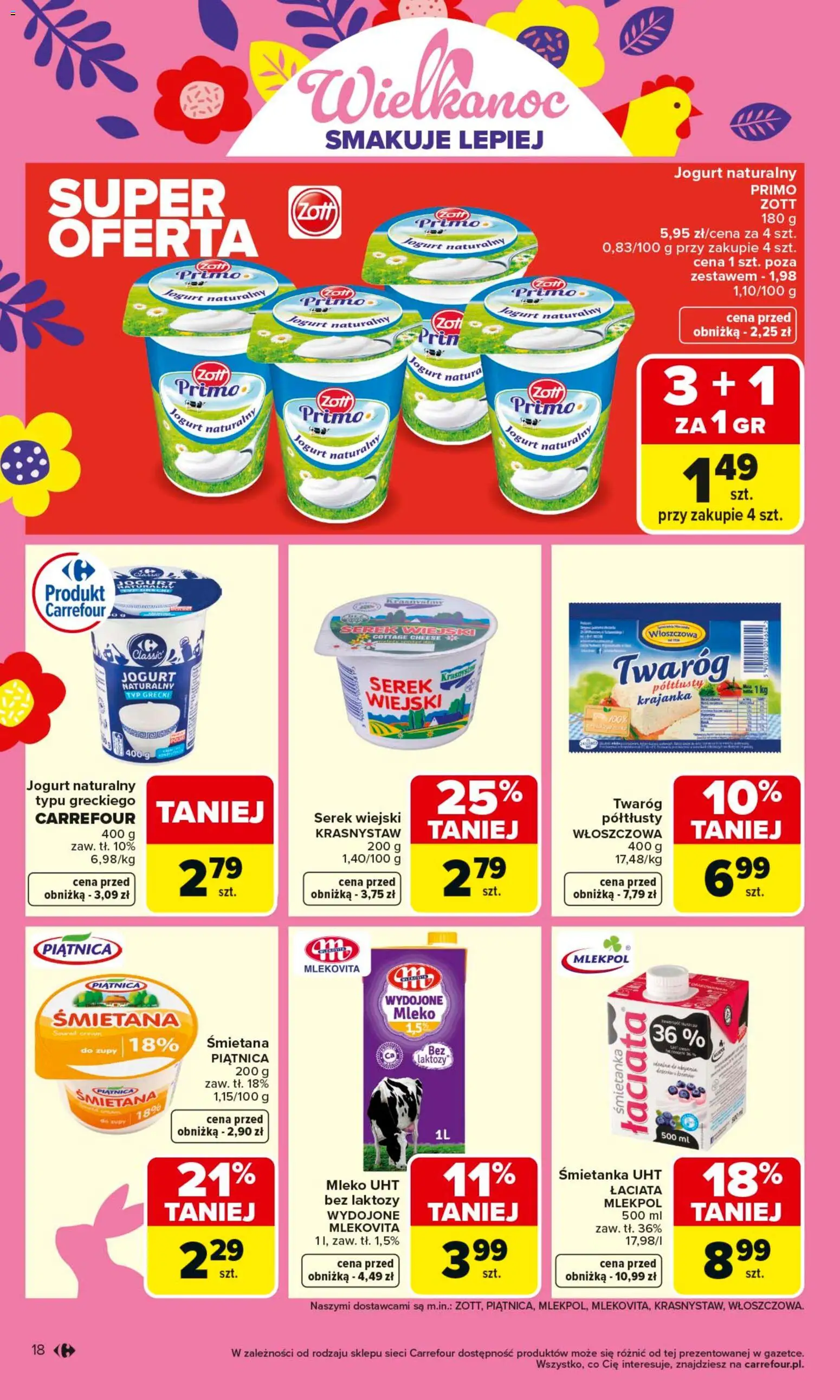 Carrefour gazetka od 16.03.2026 | Strona: 20 | Produkty: Twaróg półtłusty, Serek, Serek wiejski, Jogurt