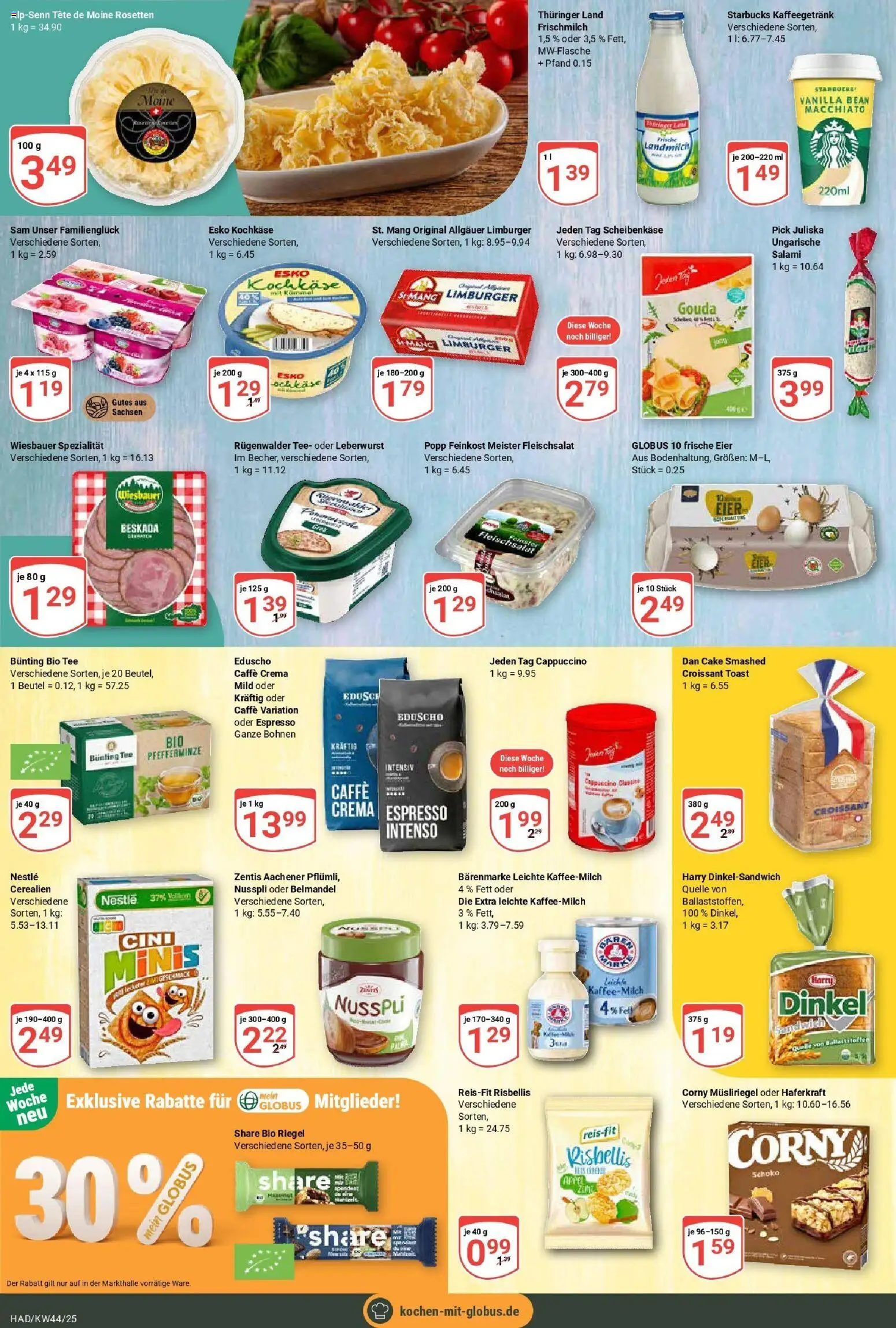 Globus prospekt Halle (saale)	 – gültig ab 26.10.2025 | Seite: 12 | Produkte: Eier, Croissant, Salami, Tee