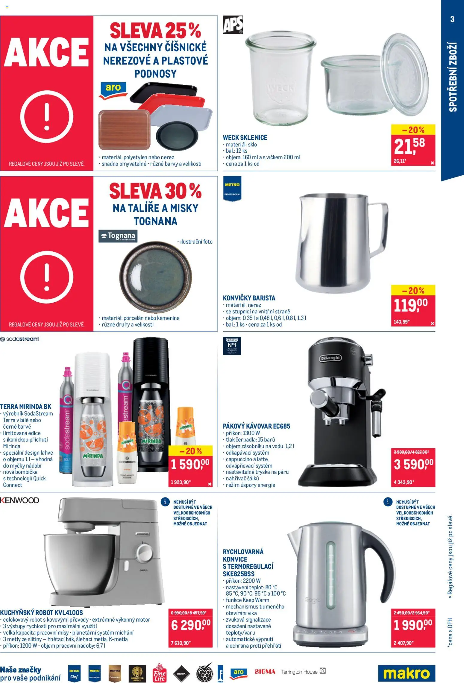 Makro leták - Spotřební zboží od 28.01.2026 | Strana: 3 | Produkty: Kuchyňský robot, Rychlovarná konvice, Cappuccino, Barvy