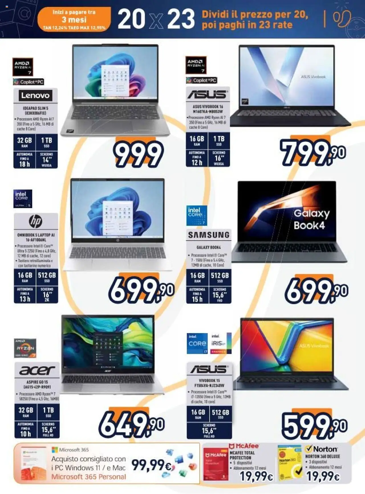 Volantino Unieuro del 13.10.2025 | Pagina: 11 | Prodotti: Schermo, Laptop, Tastiera, Samsung
