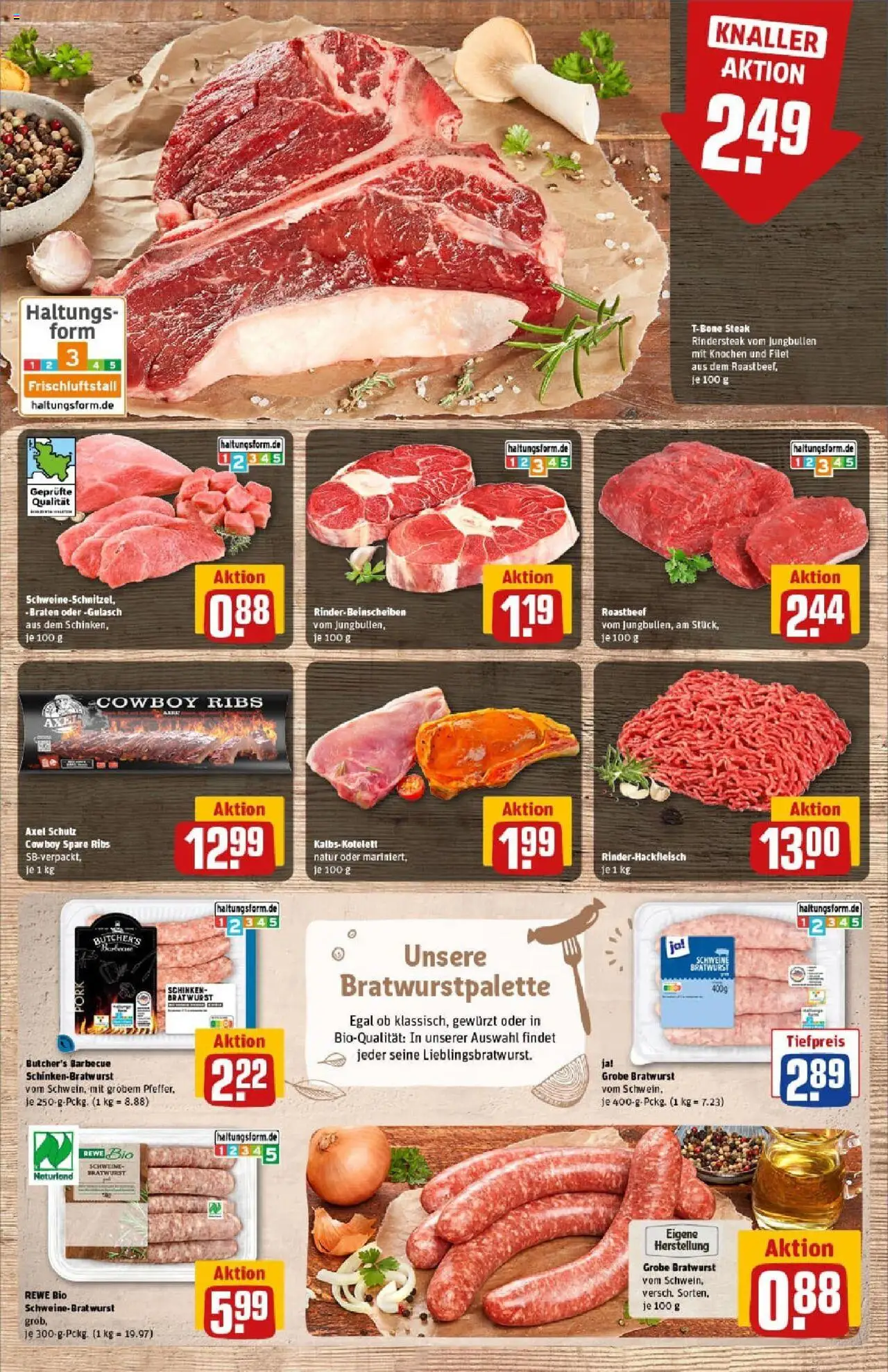 Rewe prospekt Lübeck	 - gültig ab dem 27.07.2025 | Seite: 11 | Produkte: Bratwurst, Spare ribs, Gulasch, Steak