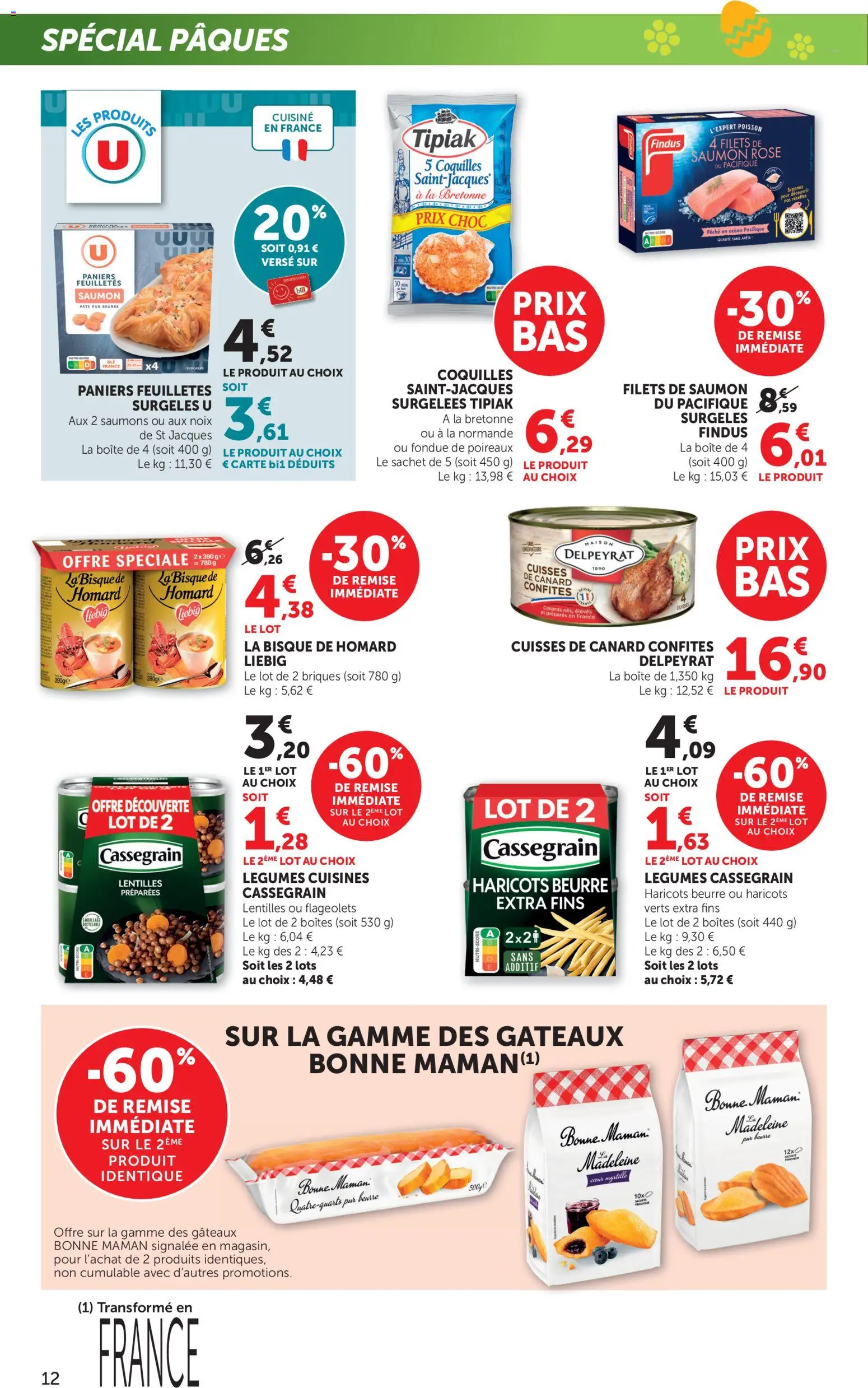{H1} | Page: 12 | Produits: Cuisses de canard confites, Poireaux, Poisson, Homard