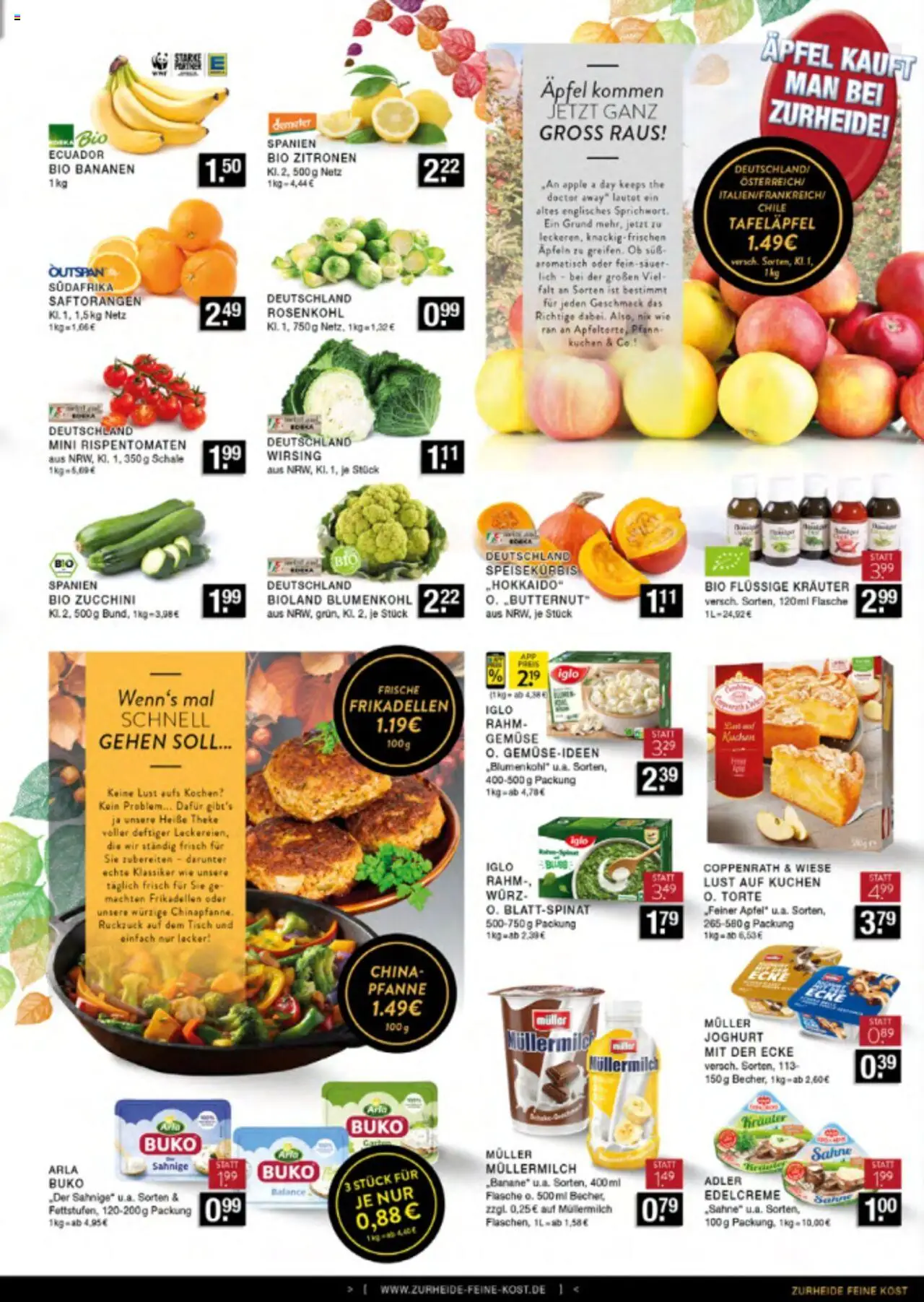 Edeka Zurheide Prospekt 	 – gültig ab 20.10.2025 | Seite: 5 | Produkte: Tisch, Äpfel, Blumenkohl, Müllermilch