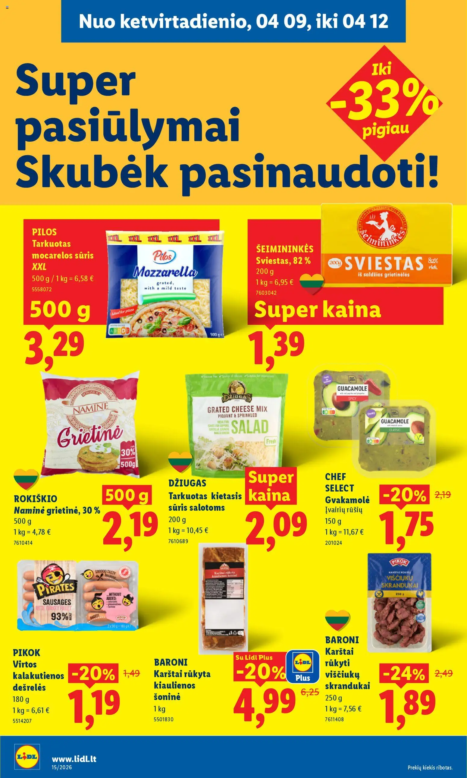 LIDL akcijos nuo 06.04.2026 | Puslapis: 30 | Prekių: Kiaulienos, Viščiukų, Sūris, Grietinė