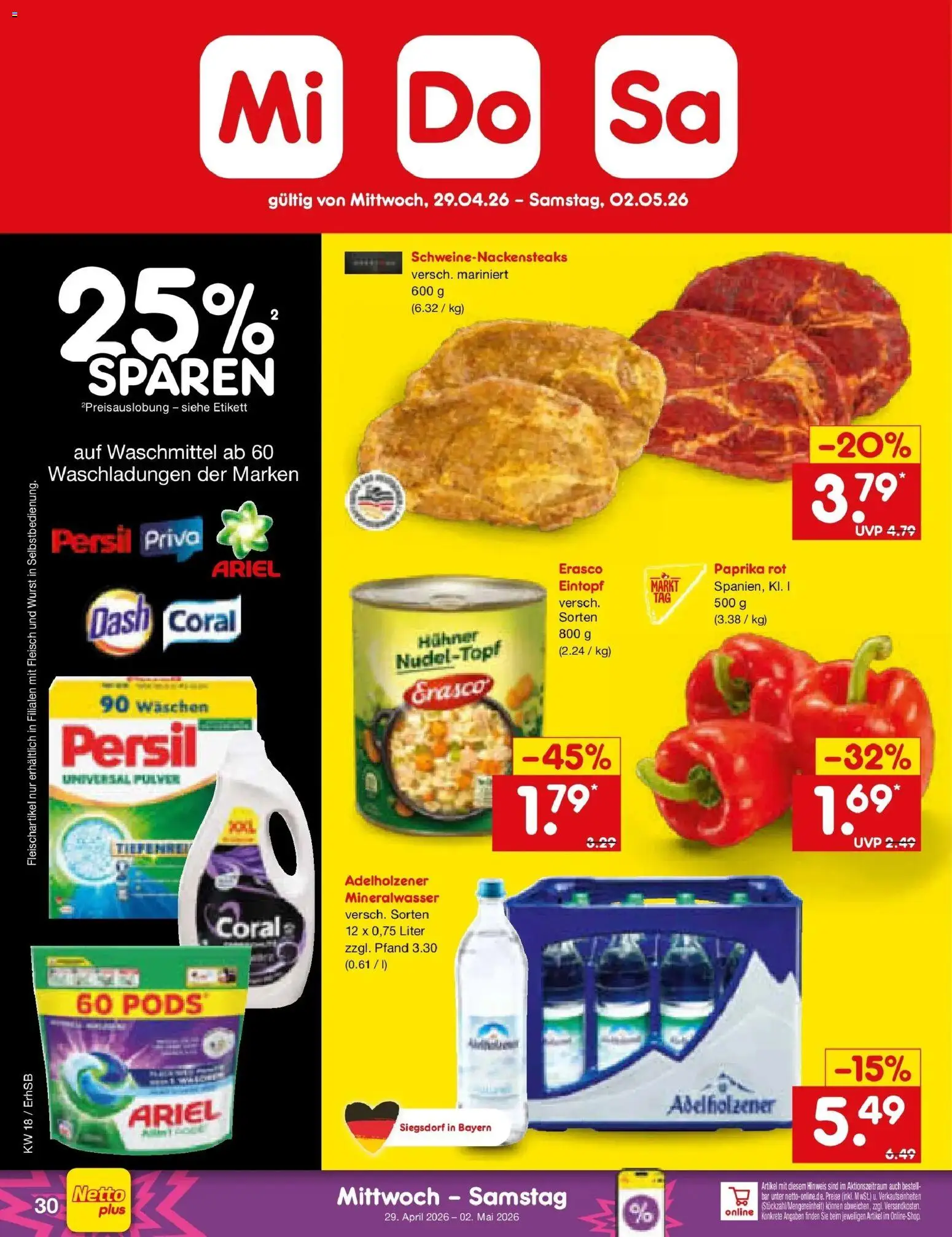 Netto Marken-Discount Prospekt Metten	 – gültig ab 27.04.2026 | Seite: 46 | Produkte: Ariel, Mineralwasser, Wurst, Persil