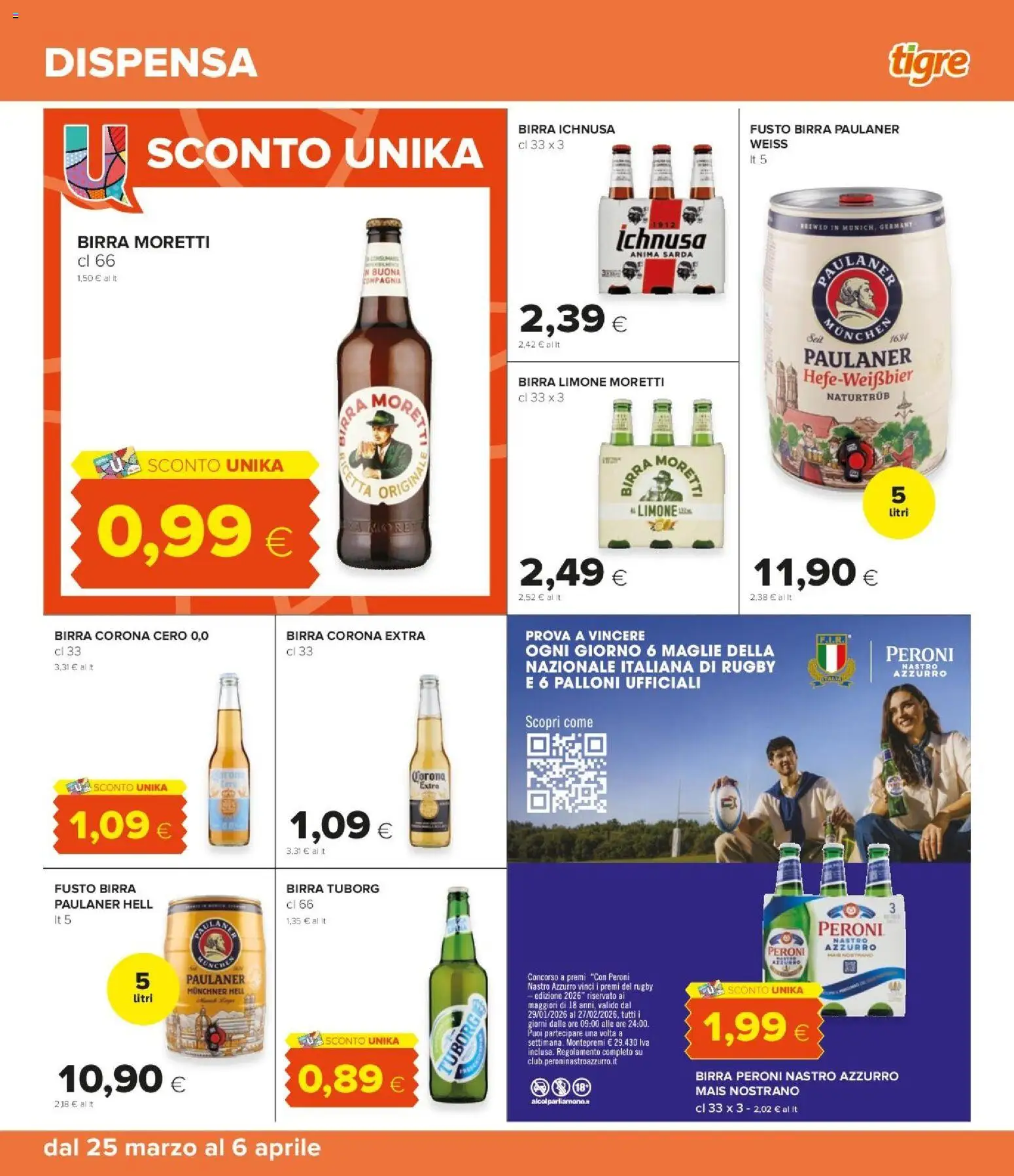 Volantino Tigre del 25.03.2026 | Pagina: 31 | Prodotti: Birra, Limone, Birra Moretti, Mais